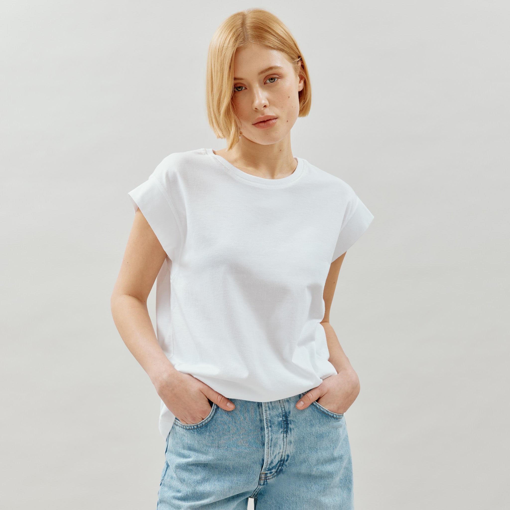 Re-Loved White Extended Shoulder Tee - Size 10