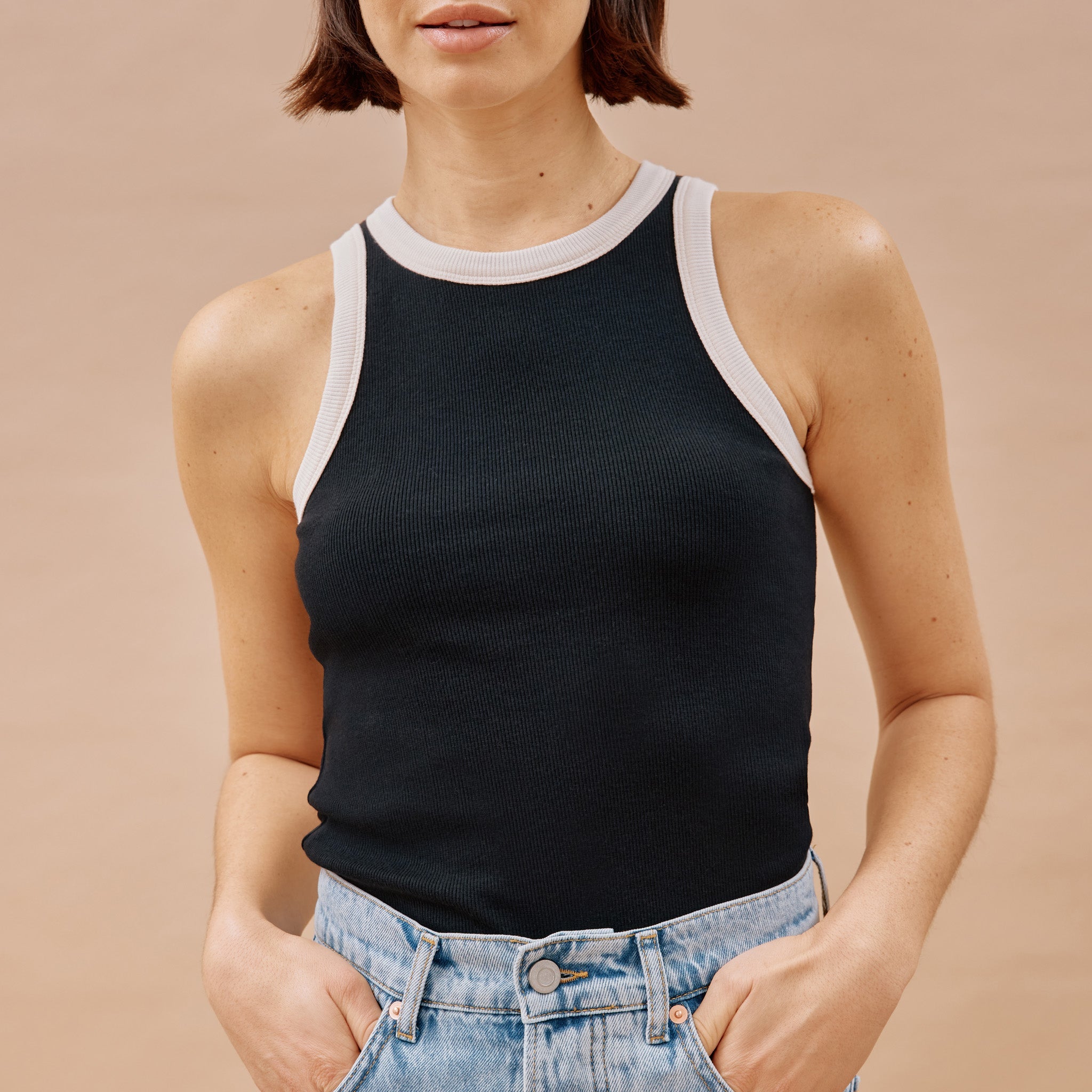 Re-Loved  High Neck Contrast Trim Vest - Size 18