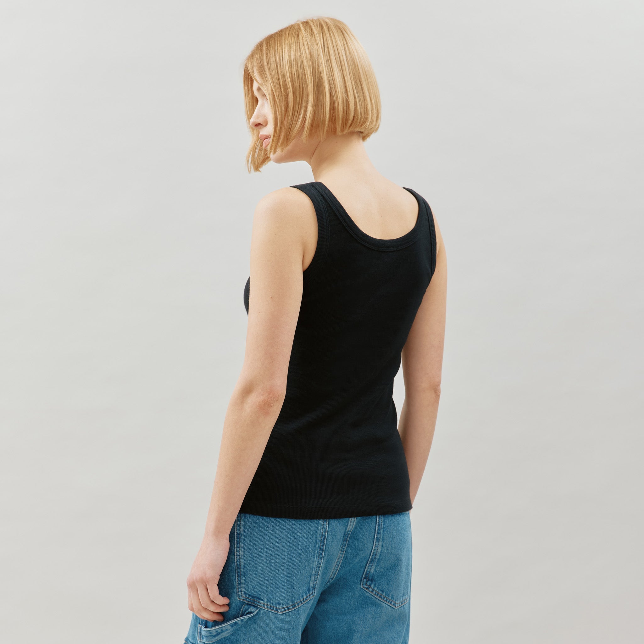 Re-Loved  Black Scoop Rib Vest - Size 10