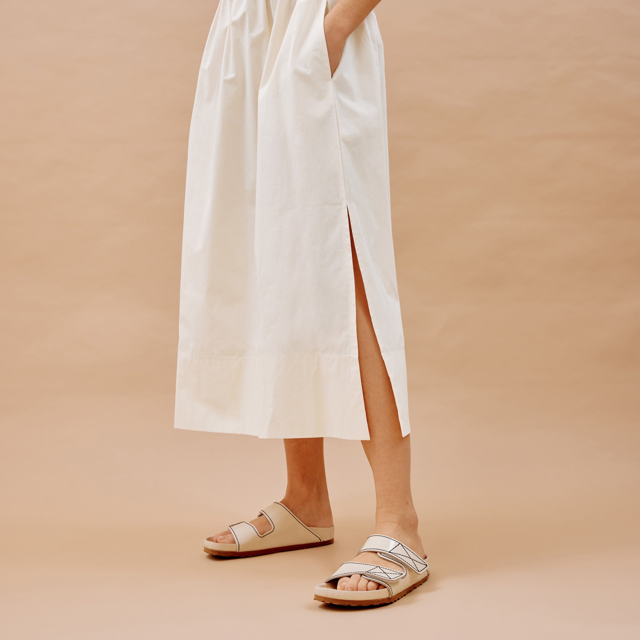 Re-Loved Woven Mix T Shirt Dress Cream - Size 10