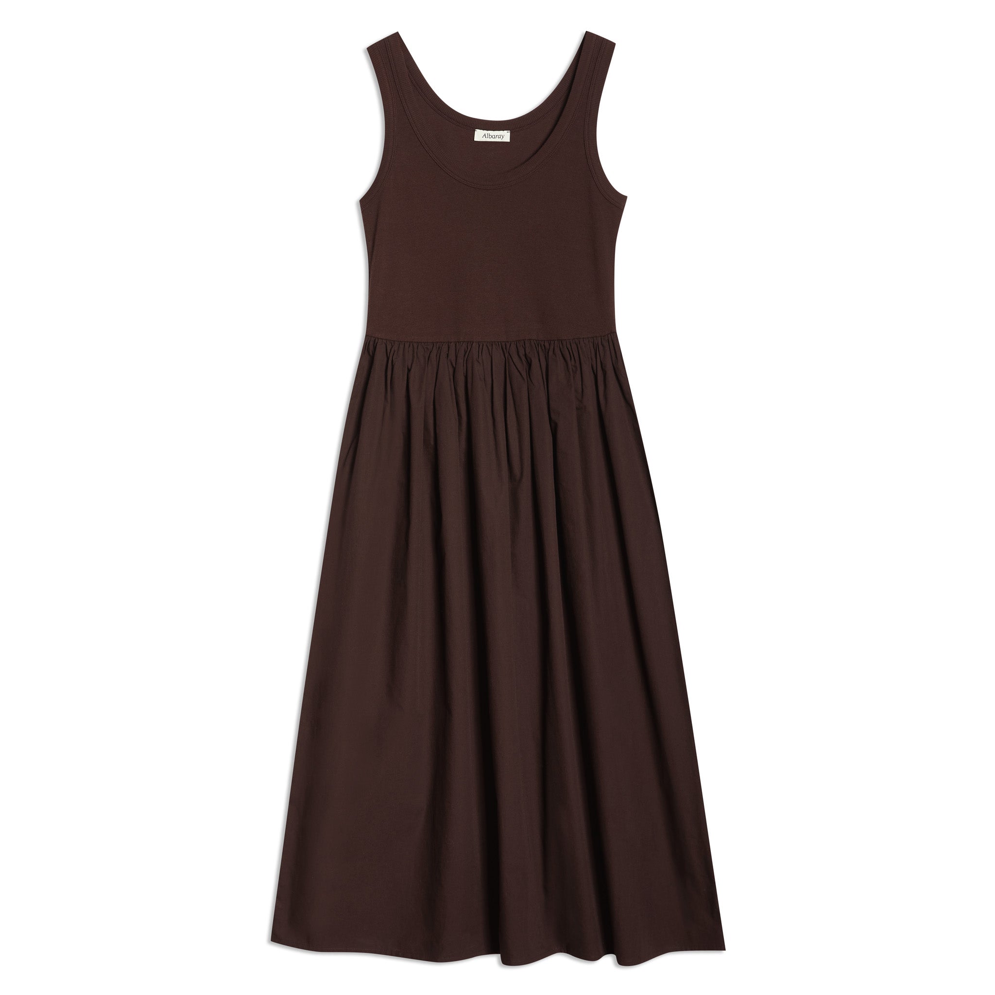 Chocolate Jersey and Woven Mix Vest Dress