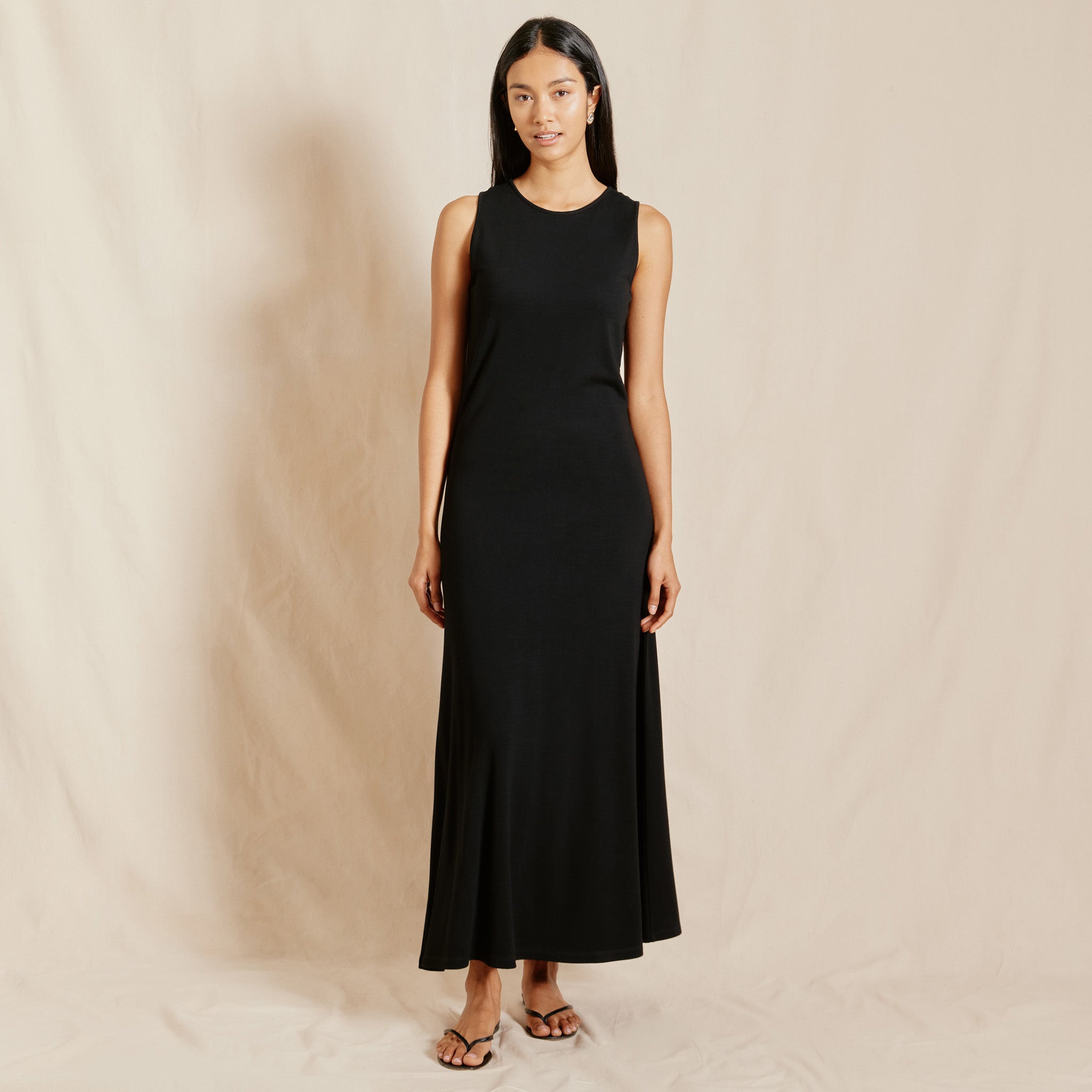Re-Loved Black Jersey Racer Back Maxi Dress - Size 10