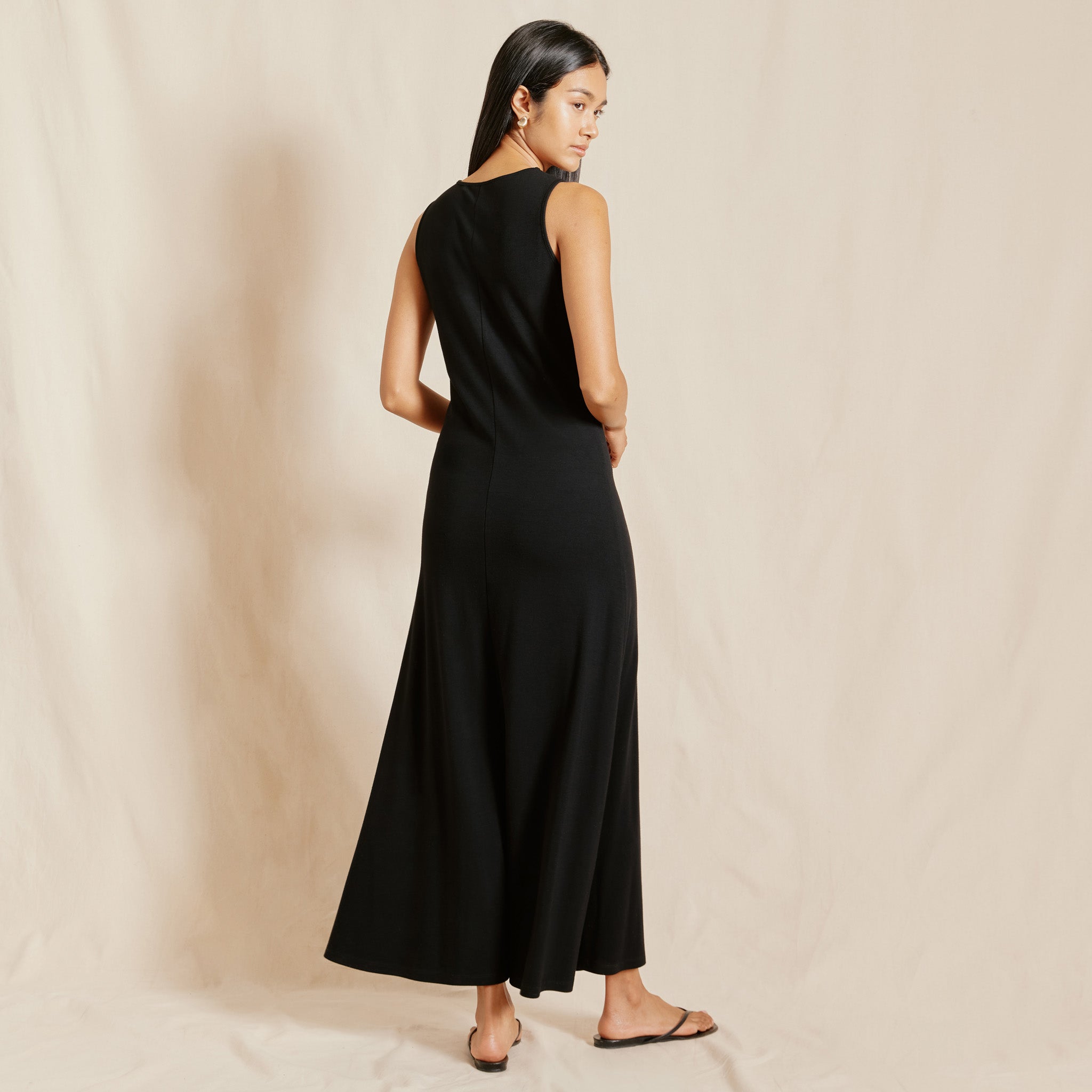 Re-Loved Black Jersey Racer Back Maxi Dress - Size 12