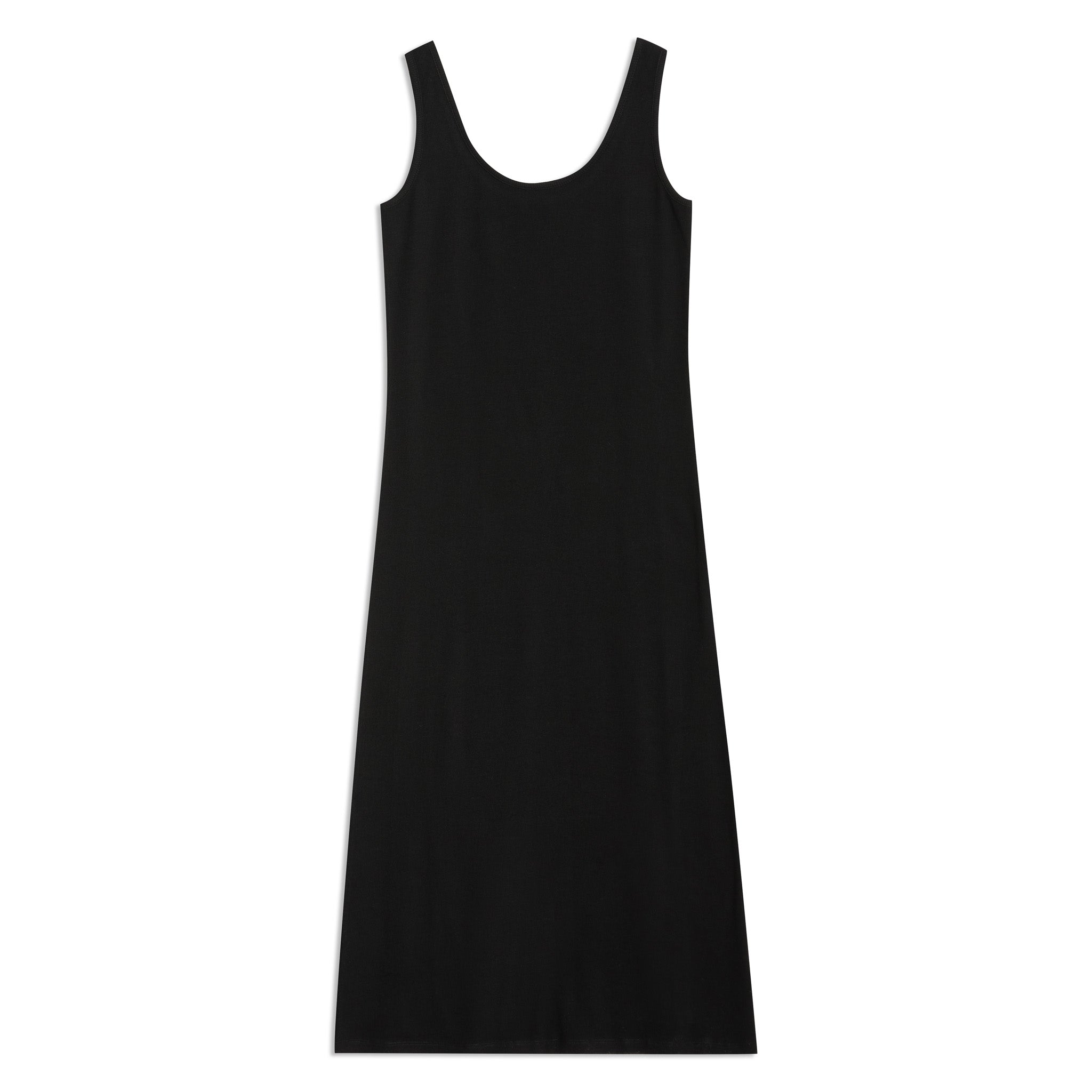 Black Jersey Rib Maxi Vest Dress