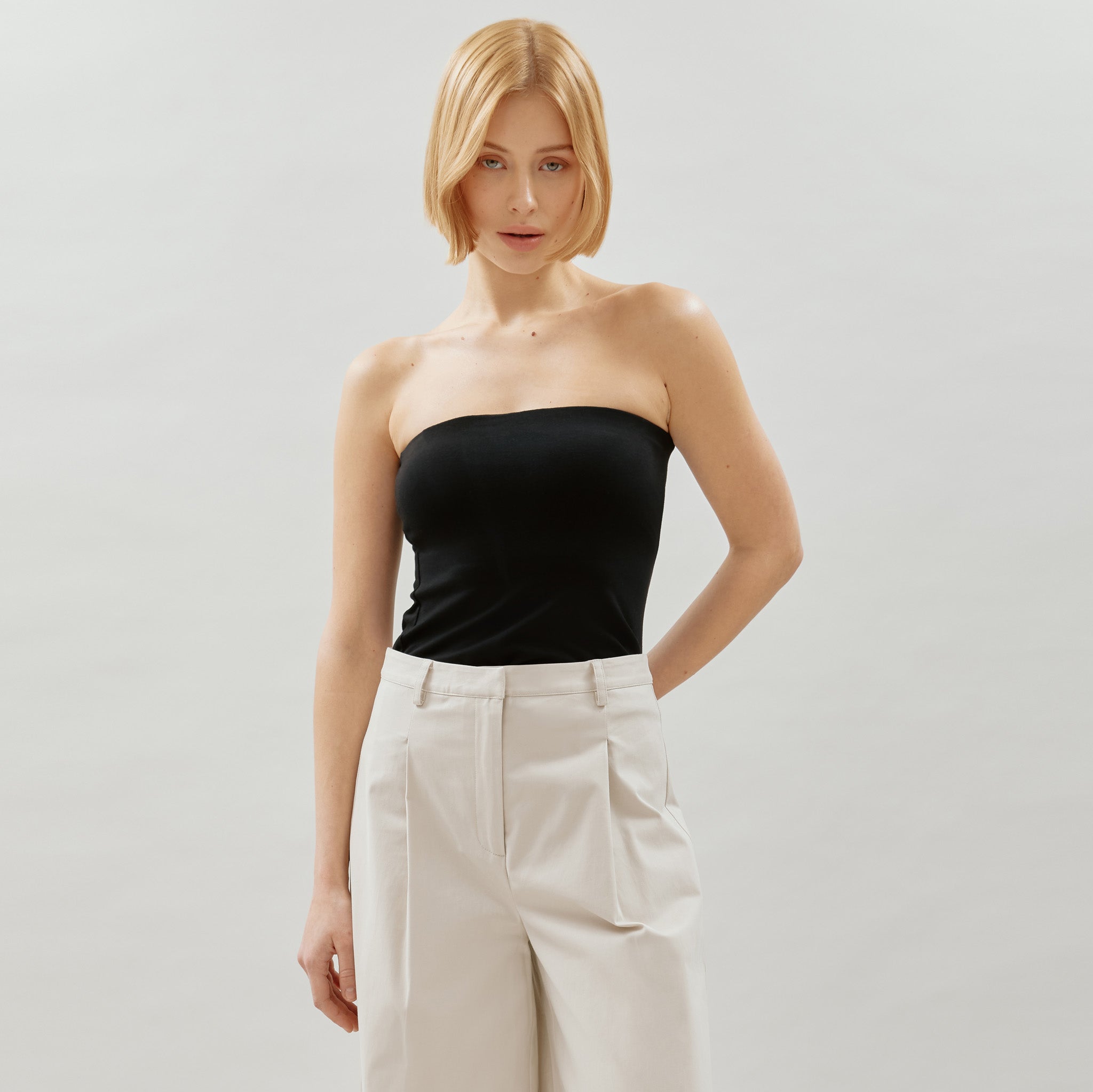 Re-Loved  Black Bandeau Top - Size 10