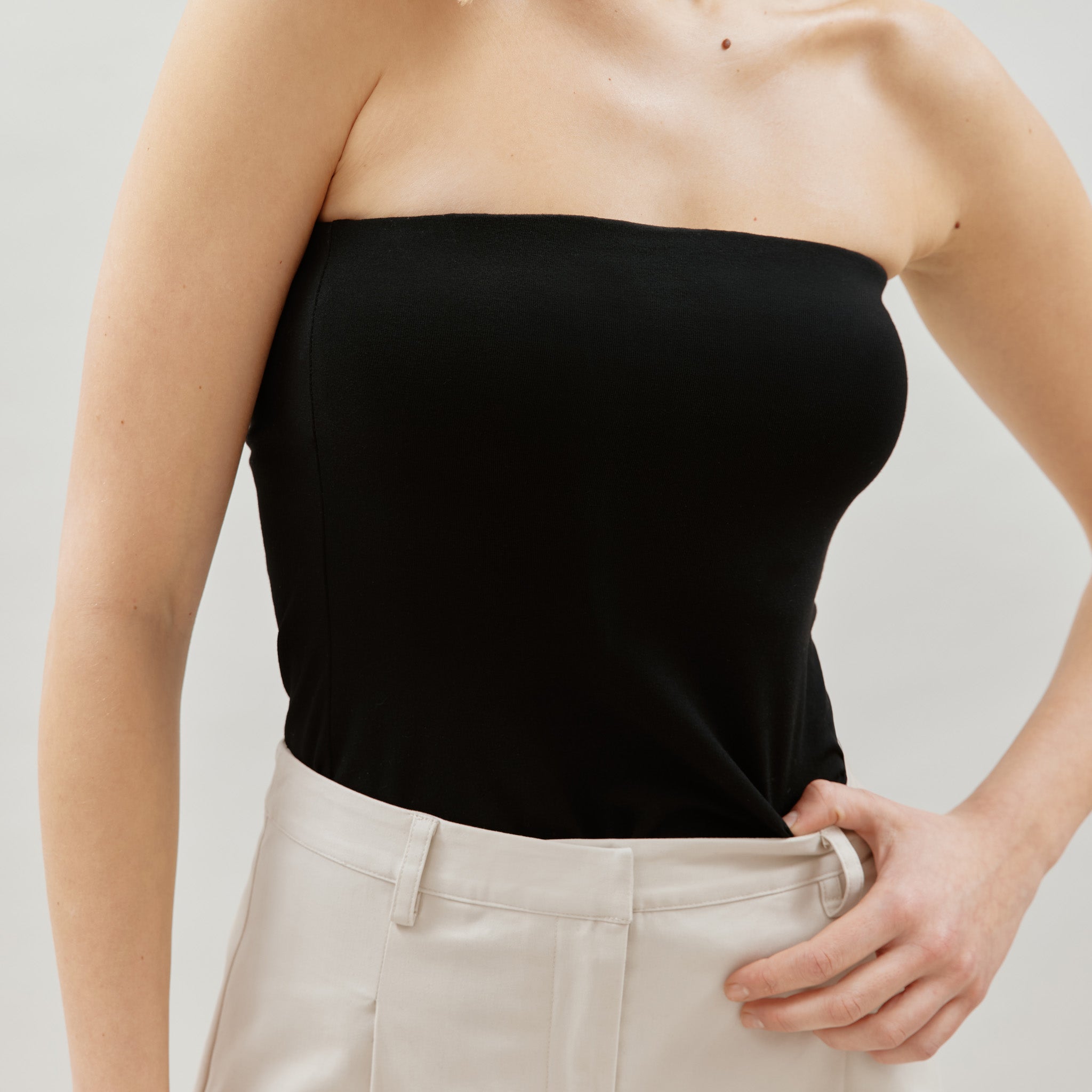 Re-Loved  Black Bandeau Top - Size 10