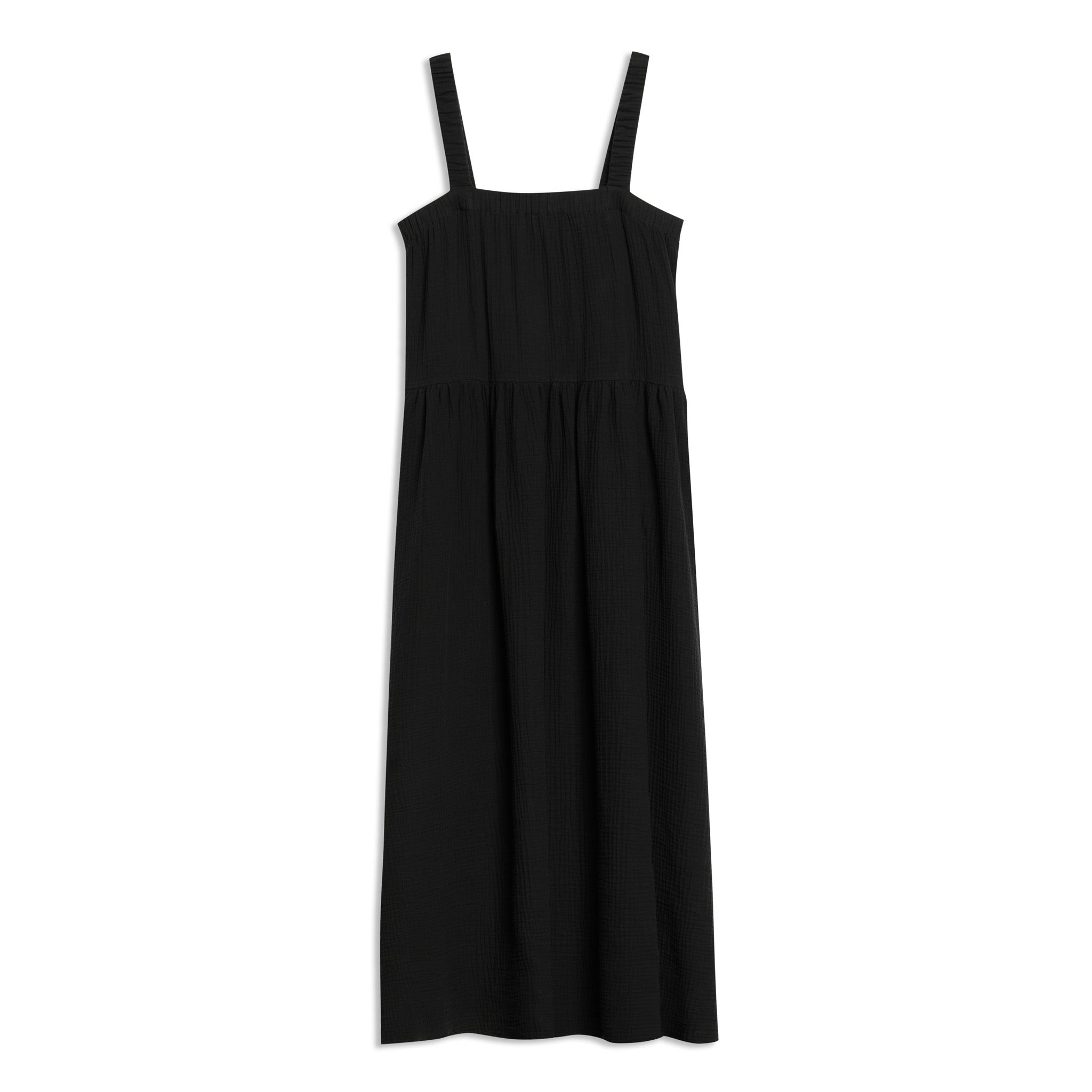 Re-Loved Black Cheesecloth Maxi Dress - Size 16