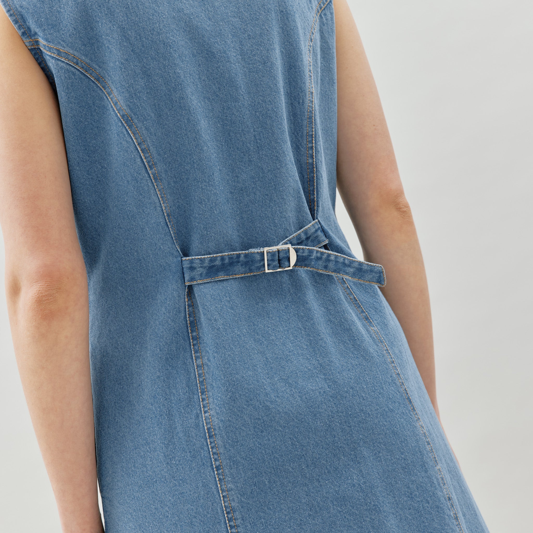 Re-Loved Denim Button Through Midi Dress - Size 14