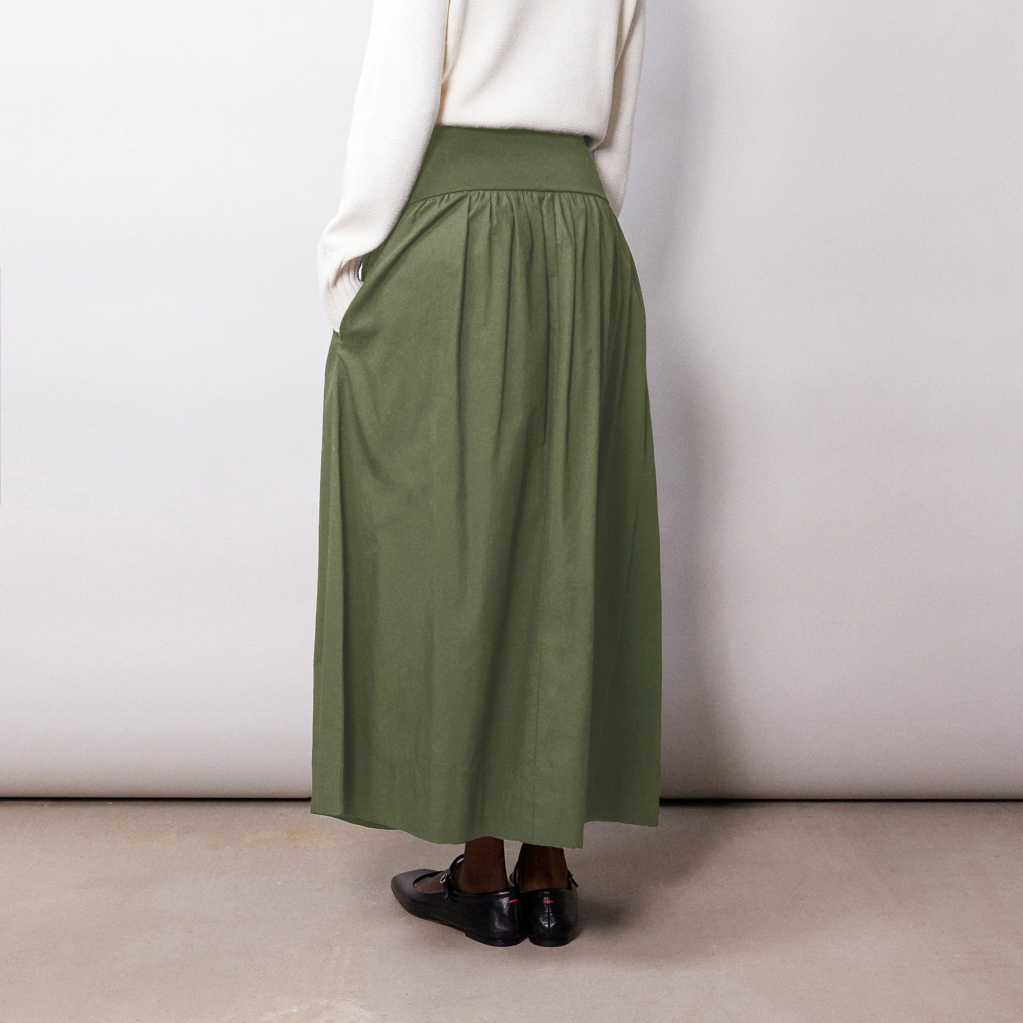 Khaki Woven Mix Full Skirt