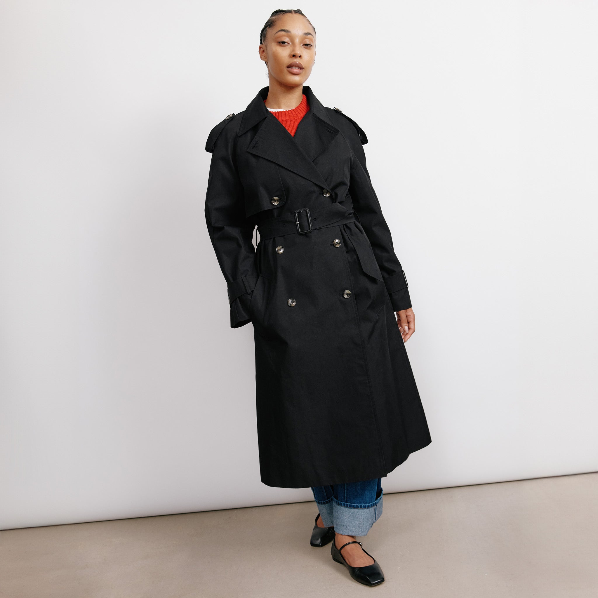 Re-Loved Black Trench Coat - Size 10