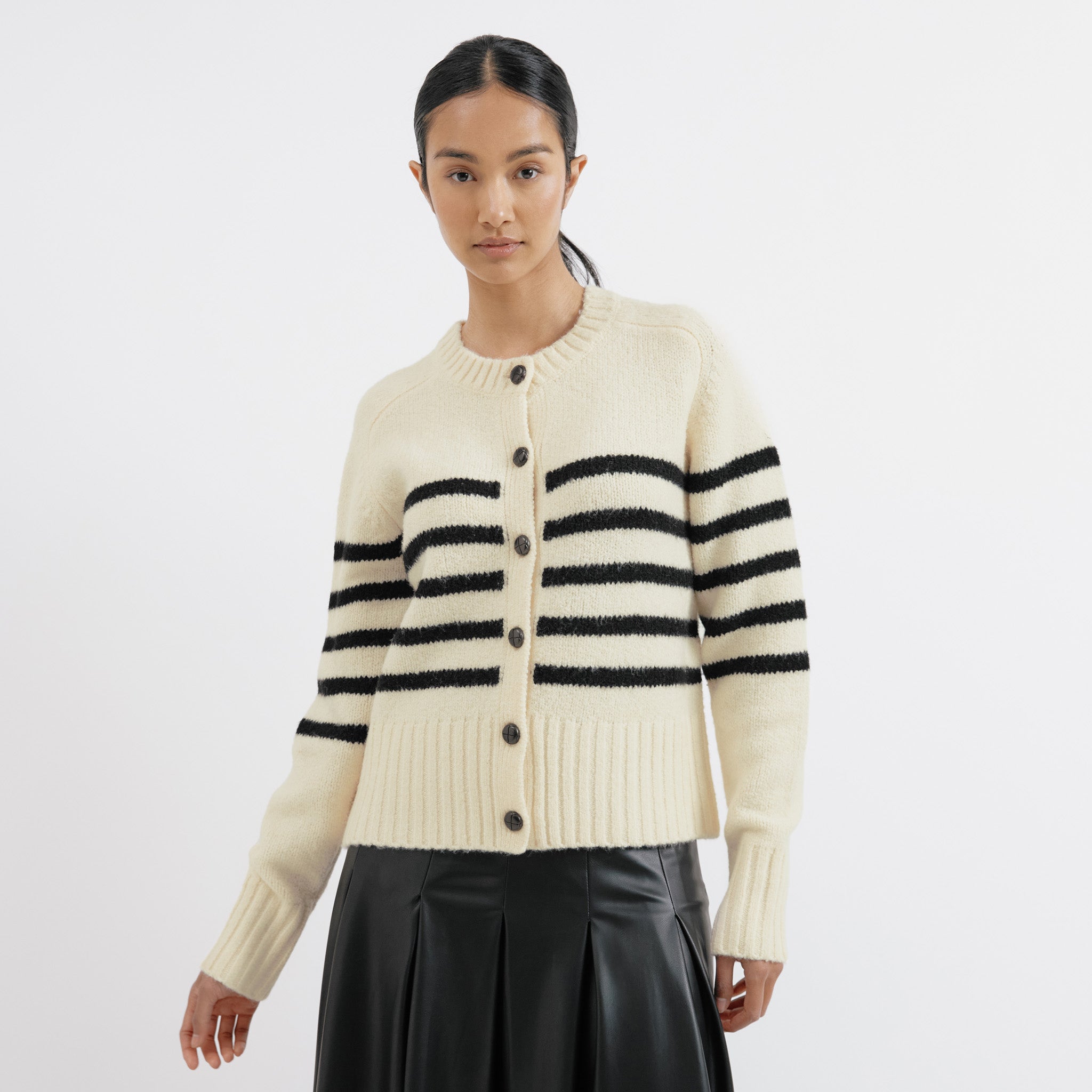 Re-Loved  Stripe Button Cardigan - Size 10