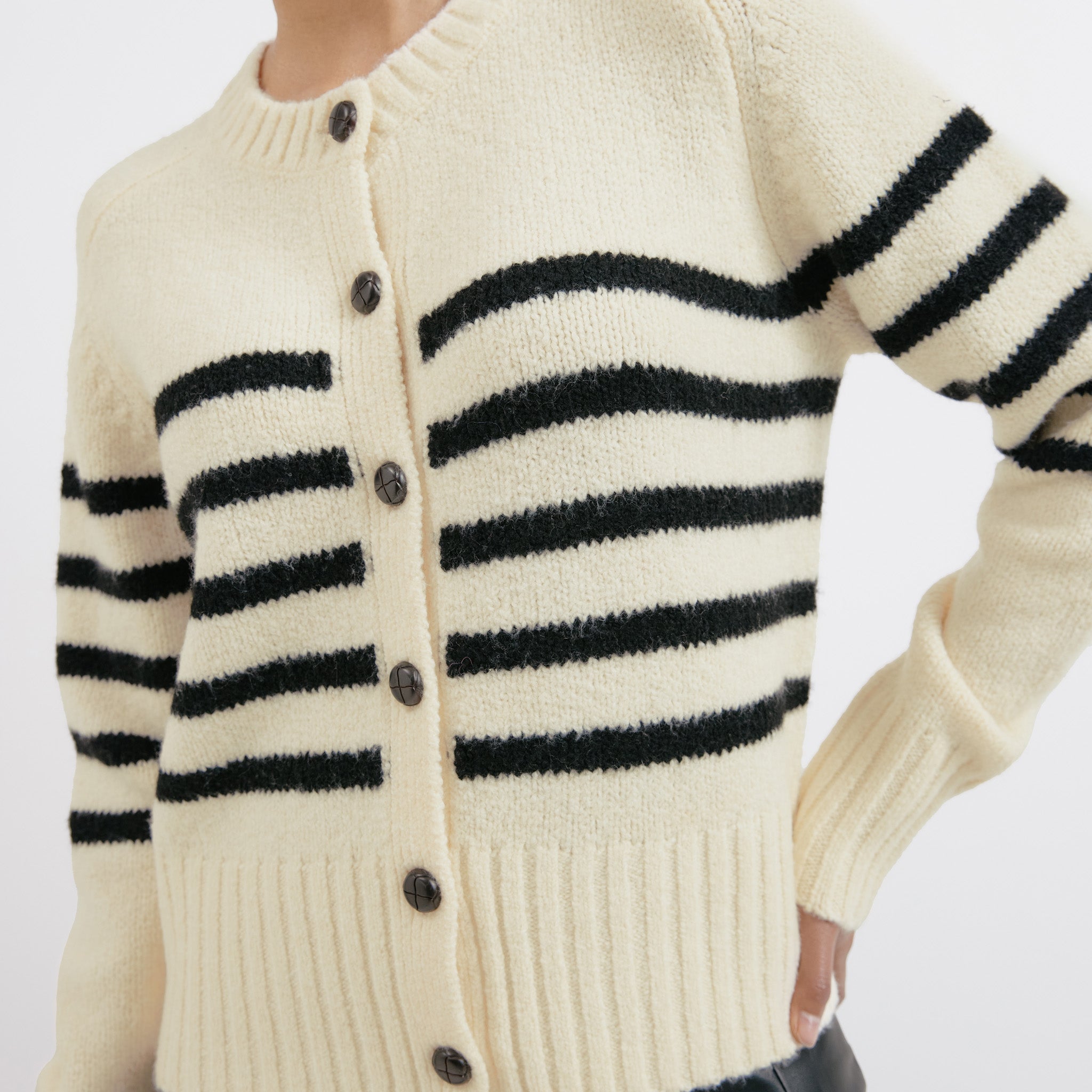 Re-Loved  Stripe Button Cardigan - Size 10