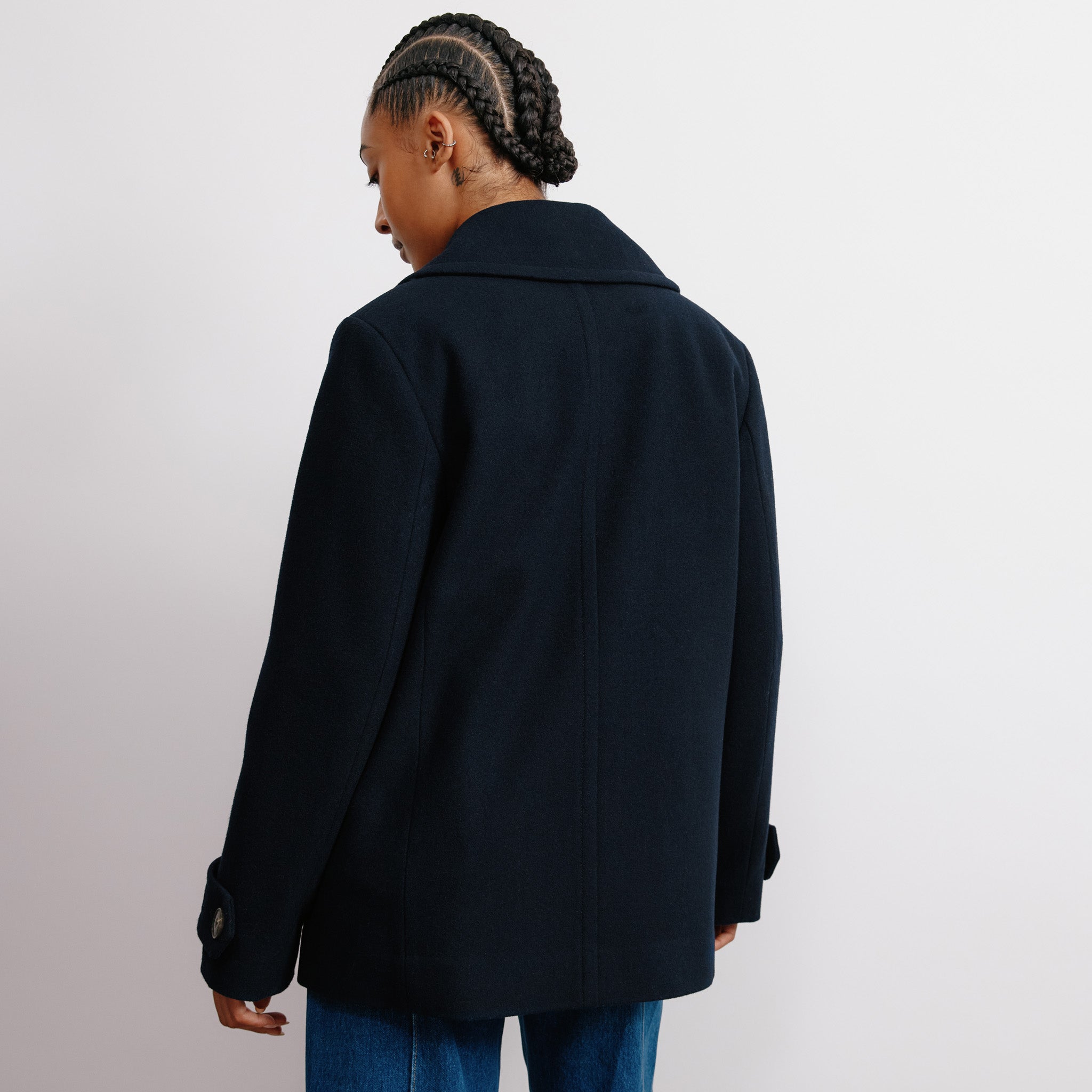 Re-Loved Navy Wool Pea Coat - Size 10