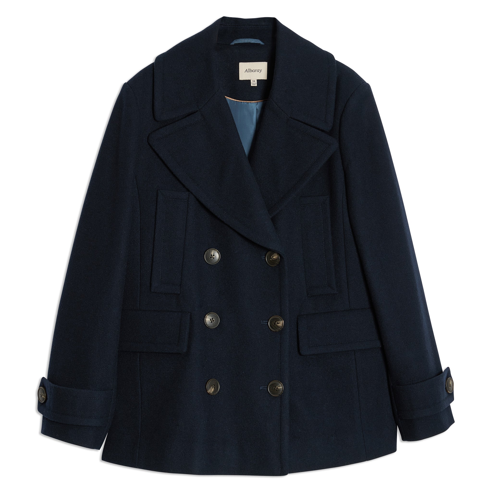 Re-Loved Navy Wool Pea Coat - Size 10