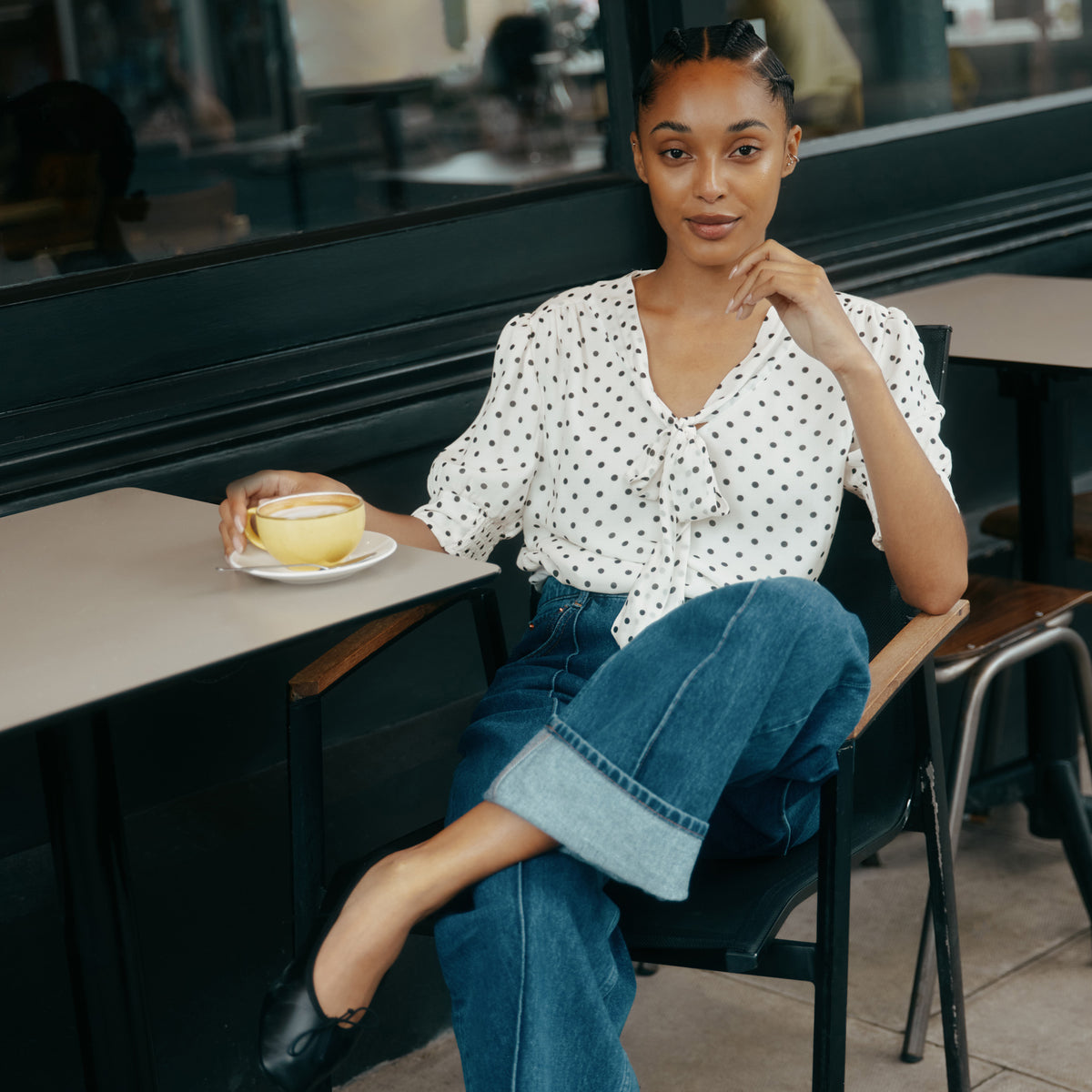 Spot Short Sleeve Tie Top