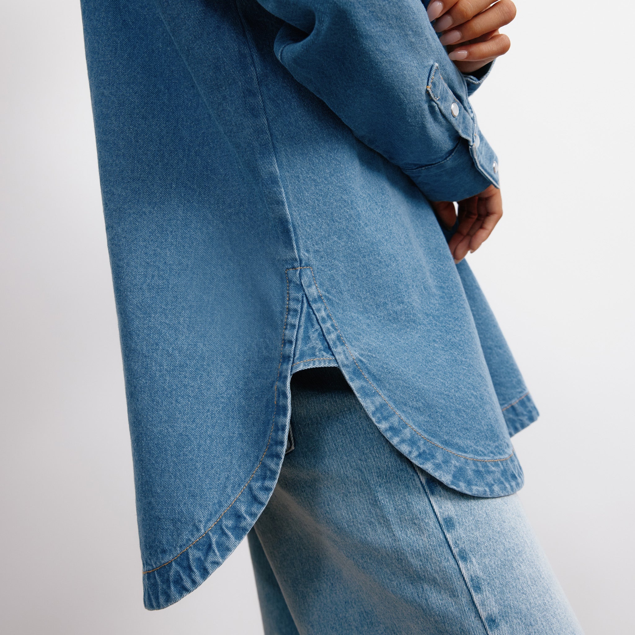 Re-Loved  Denim Over the Head Shirt - Size 8