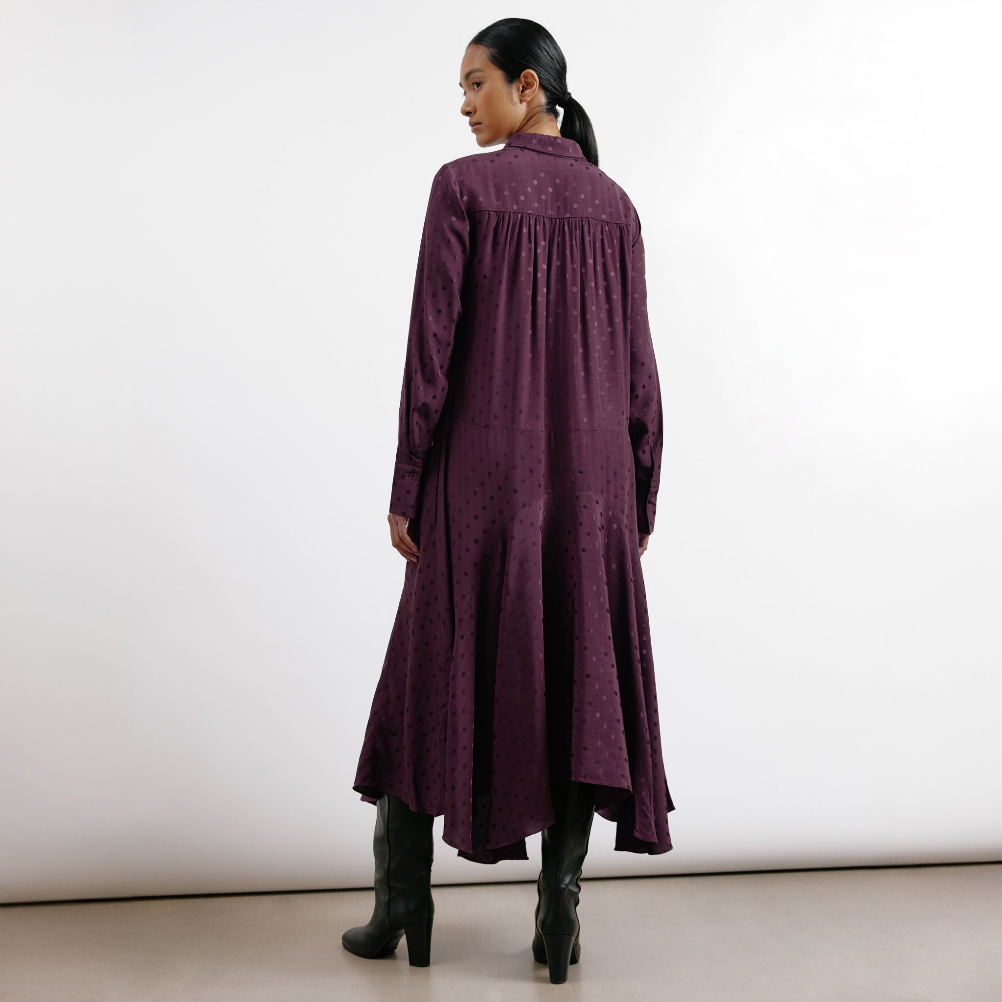 Re-Loved Jacquard Spot Dipped Hem Dress - Size 10