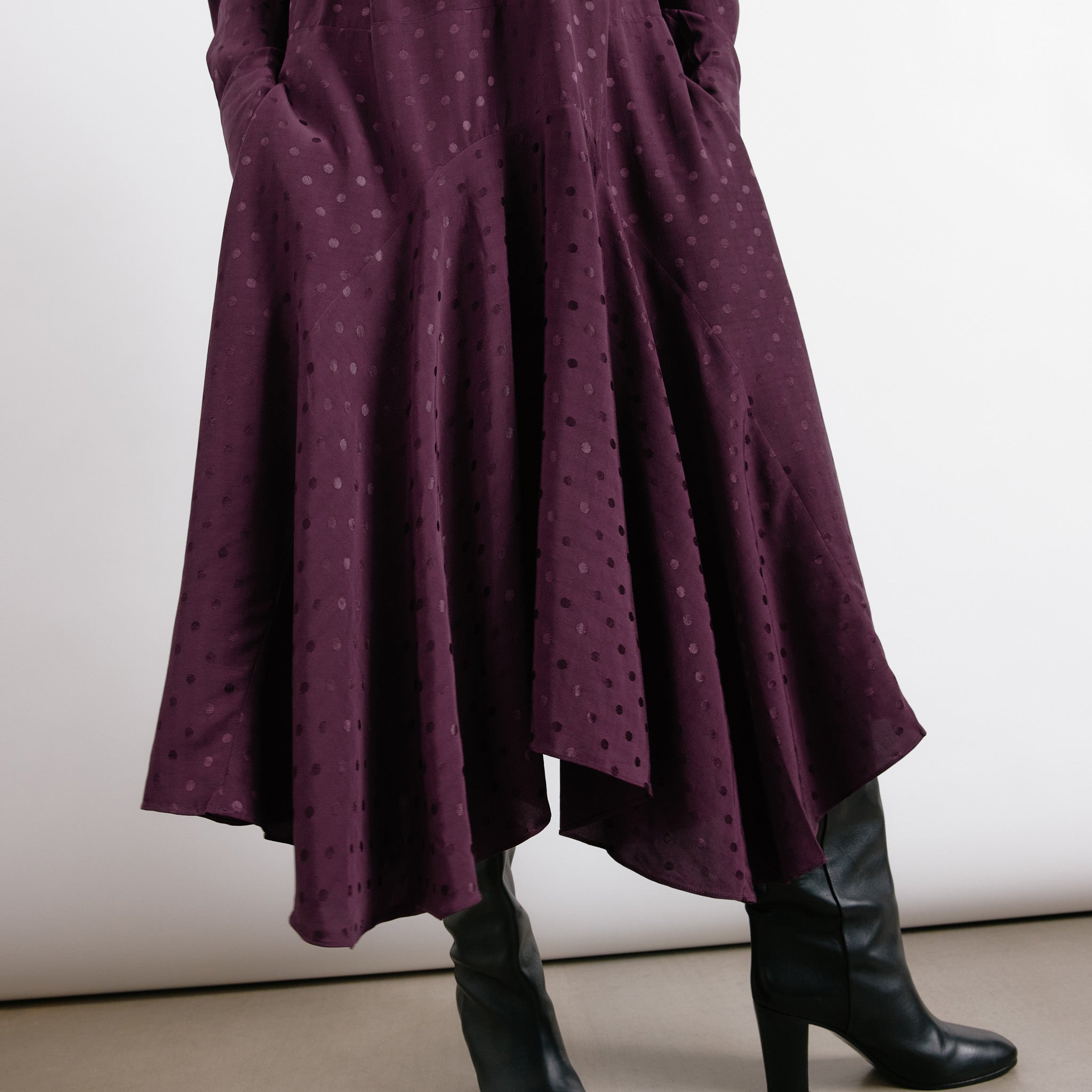 Re-Loved Jacquard Spot Dipped Hem Dress - Size 10