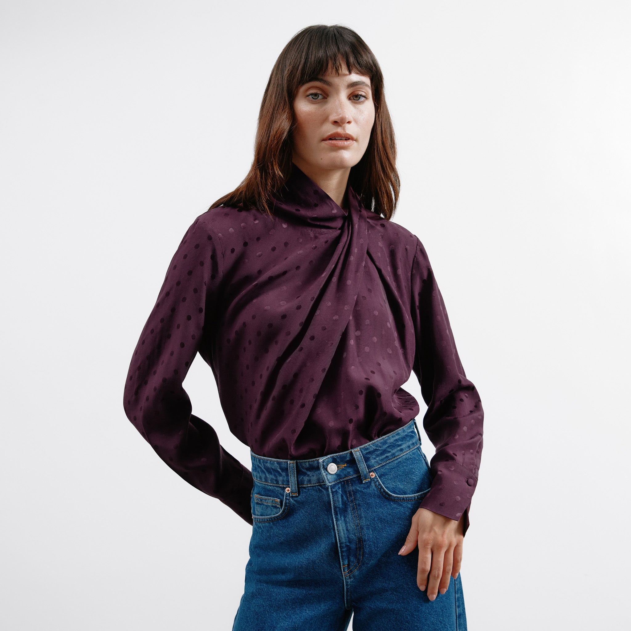 Re-Loved  Jacquard Twist Neck Top - Size 8