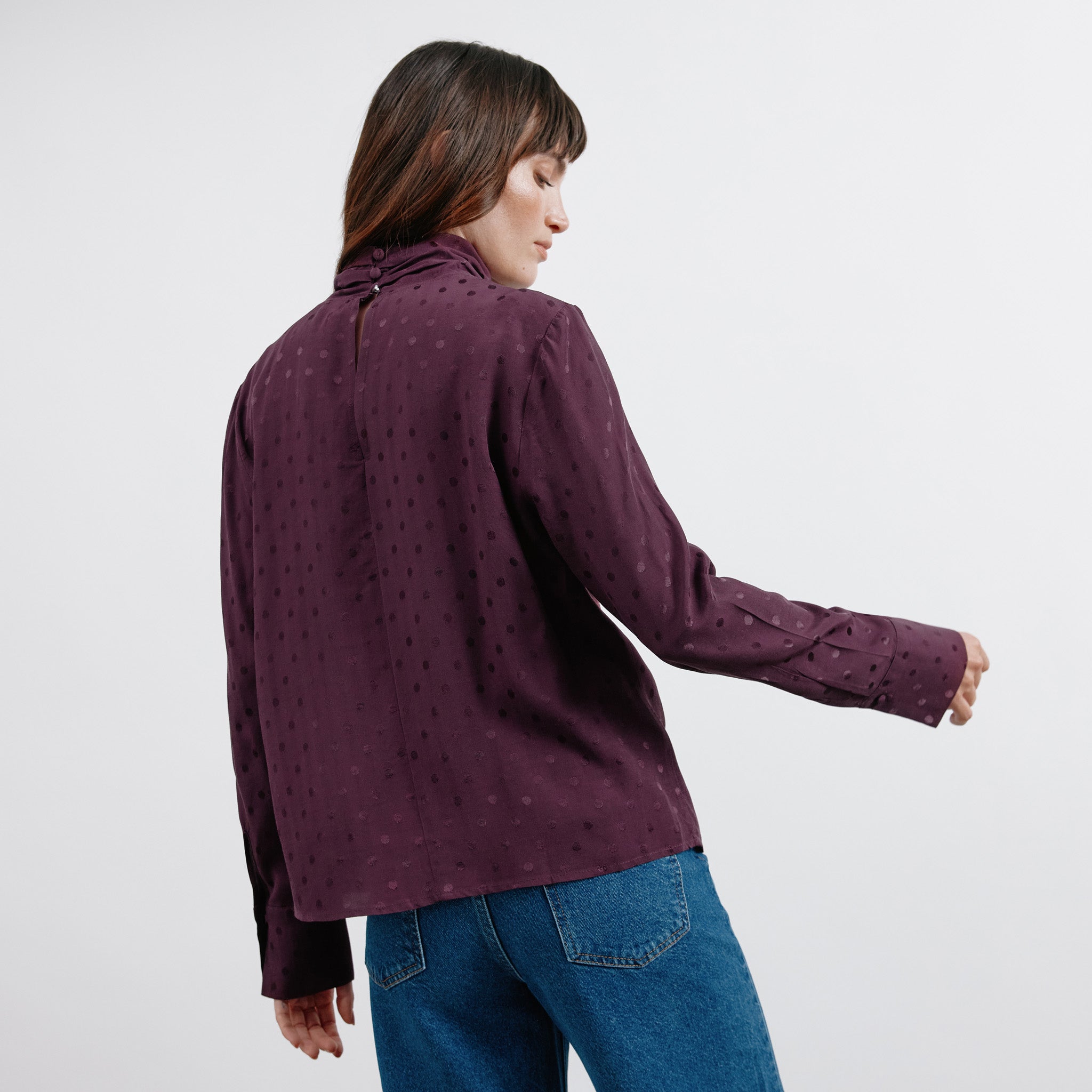 Re-Loved  Jacquard Twist Neck Top - Size 8