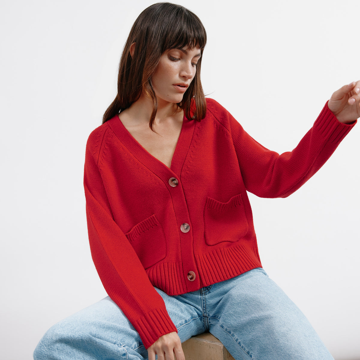 Red Cardigan Fine Knit Cardigans Ladies Uk Buy Mango Red V-Neck