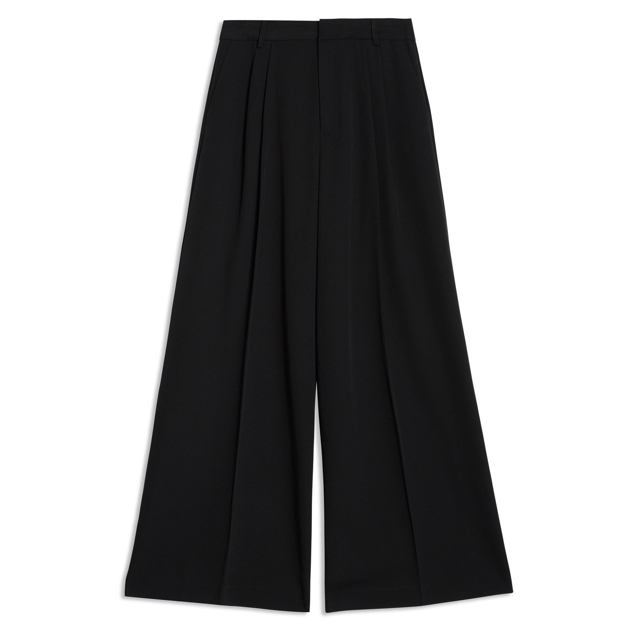 Re-Loved  Black Tailored Pleat Trousers - Size 12