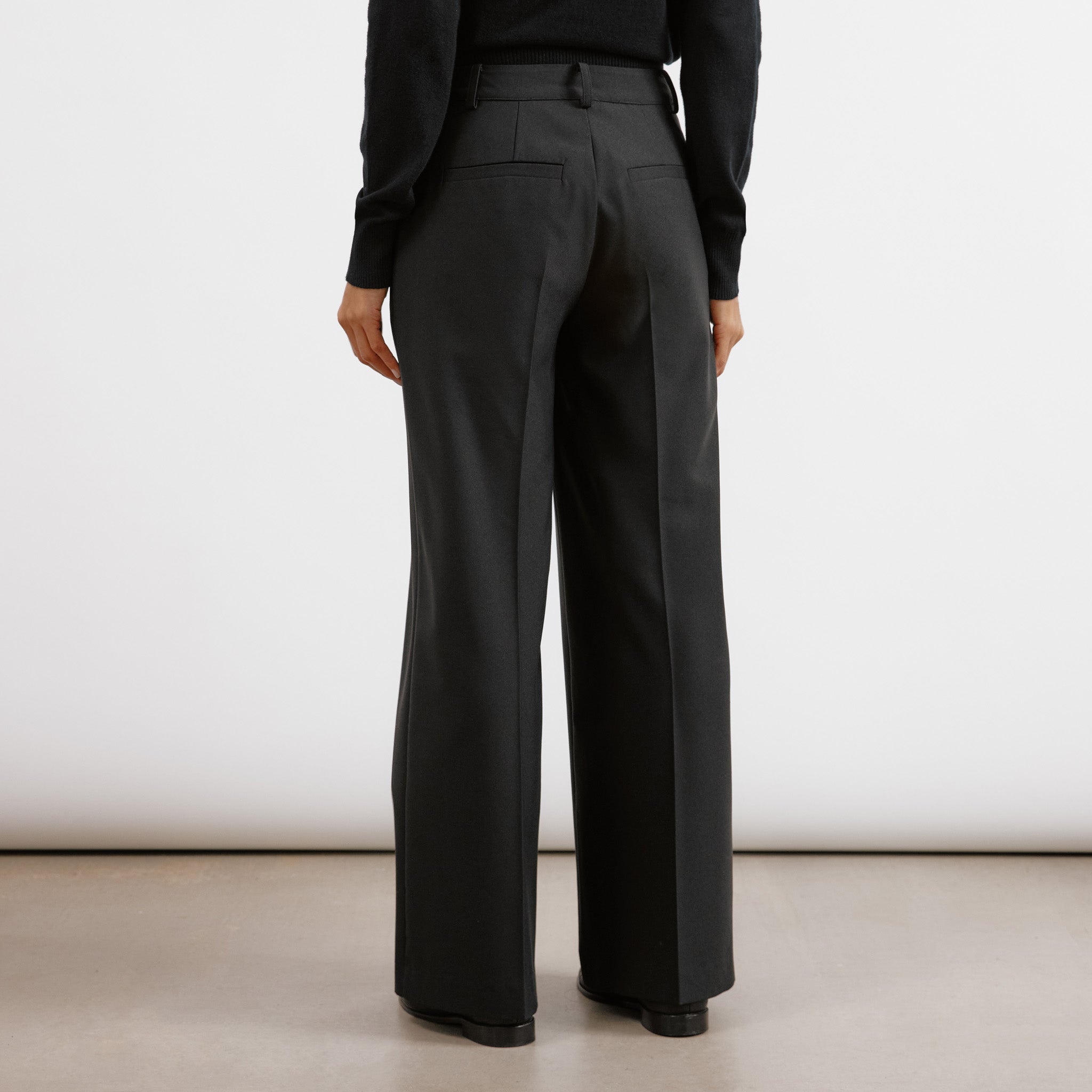 Re-Loved  Black Tailored Wide Leg Trousers - Size 18