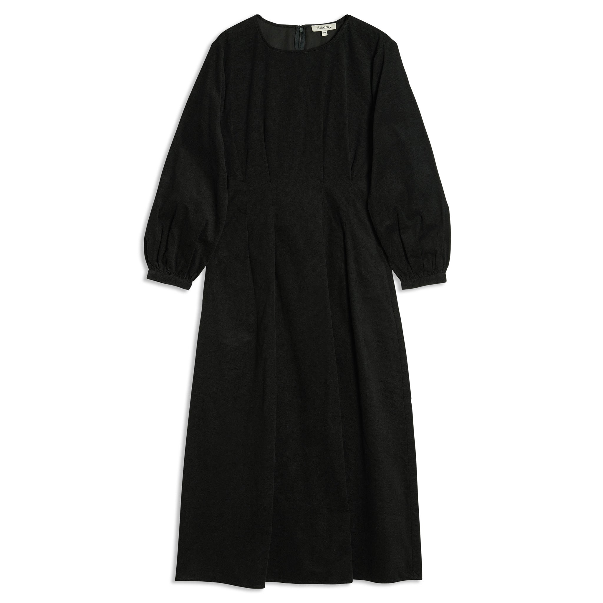 Re-Loved Black Cord Waisted Midi Dress - Size 10