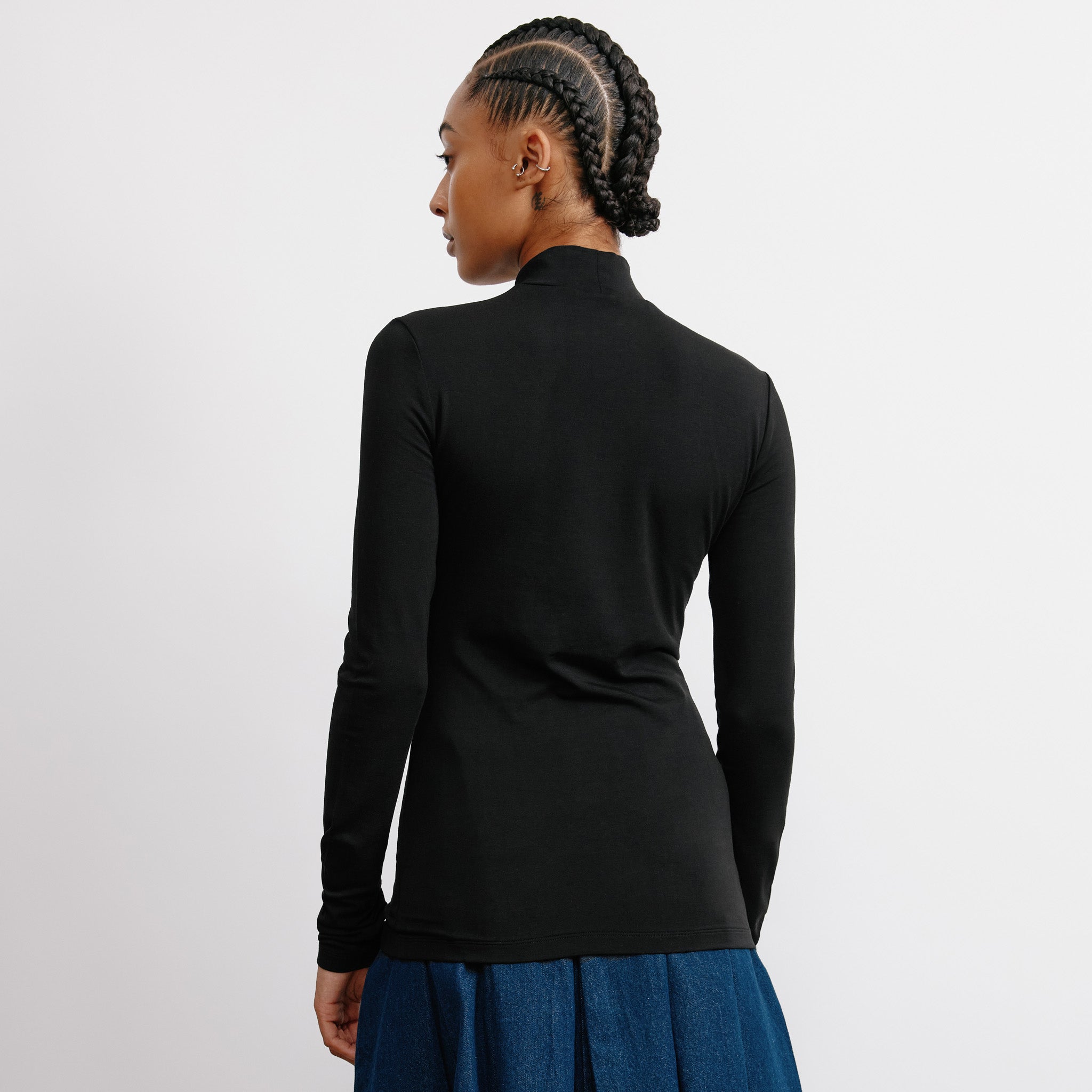 Re-Loved  Black Jersey Turtle Neck - Size 10