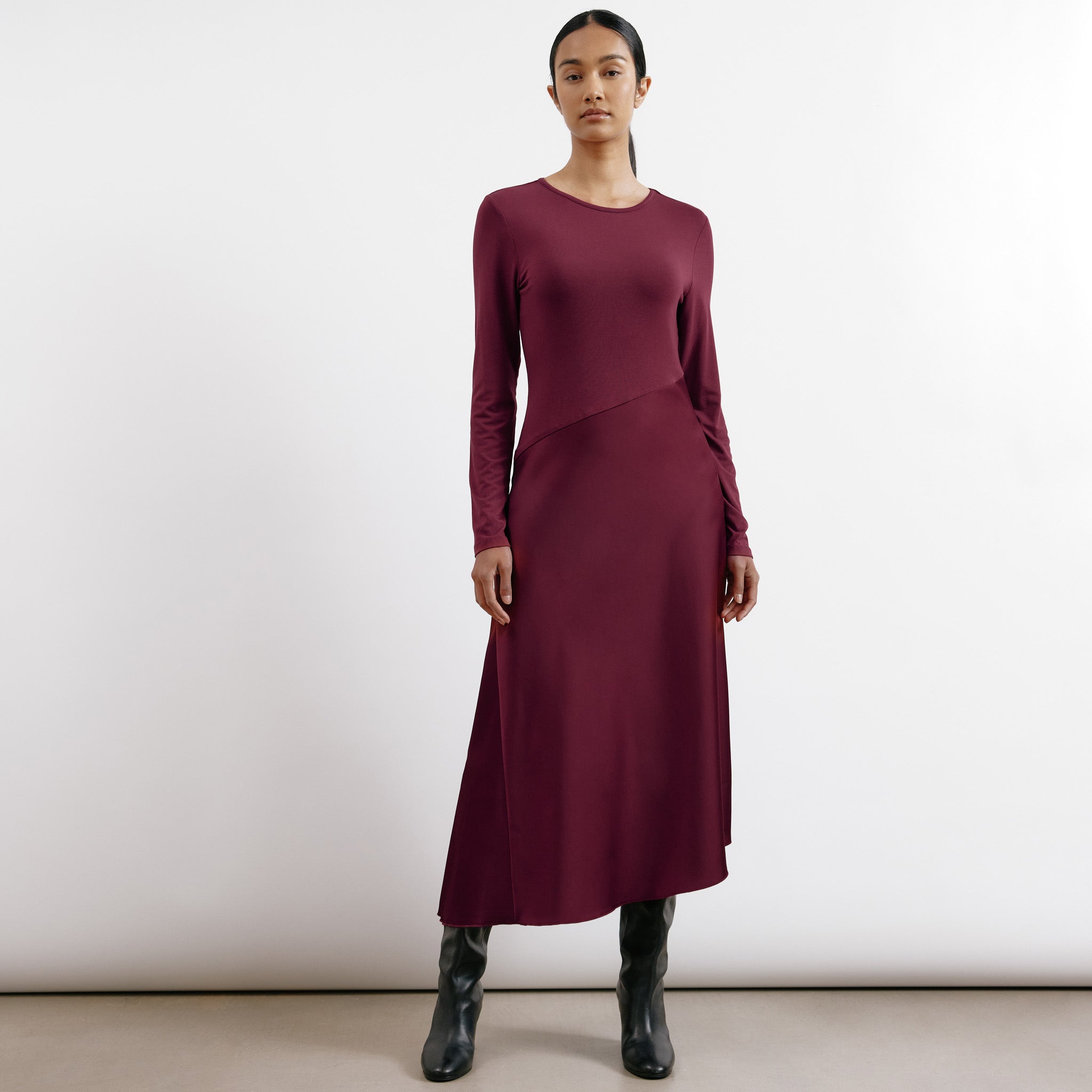 Re-Loved Satin & Jersey Asymmetric Dress - Size 12