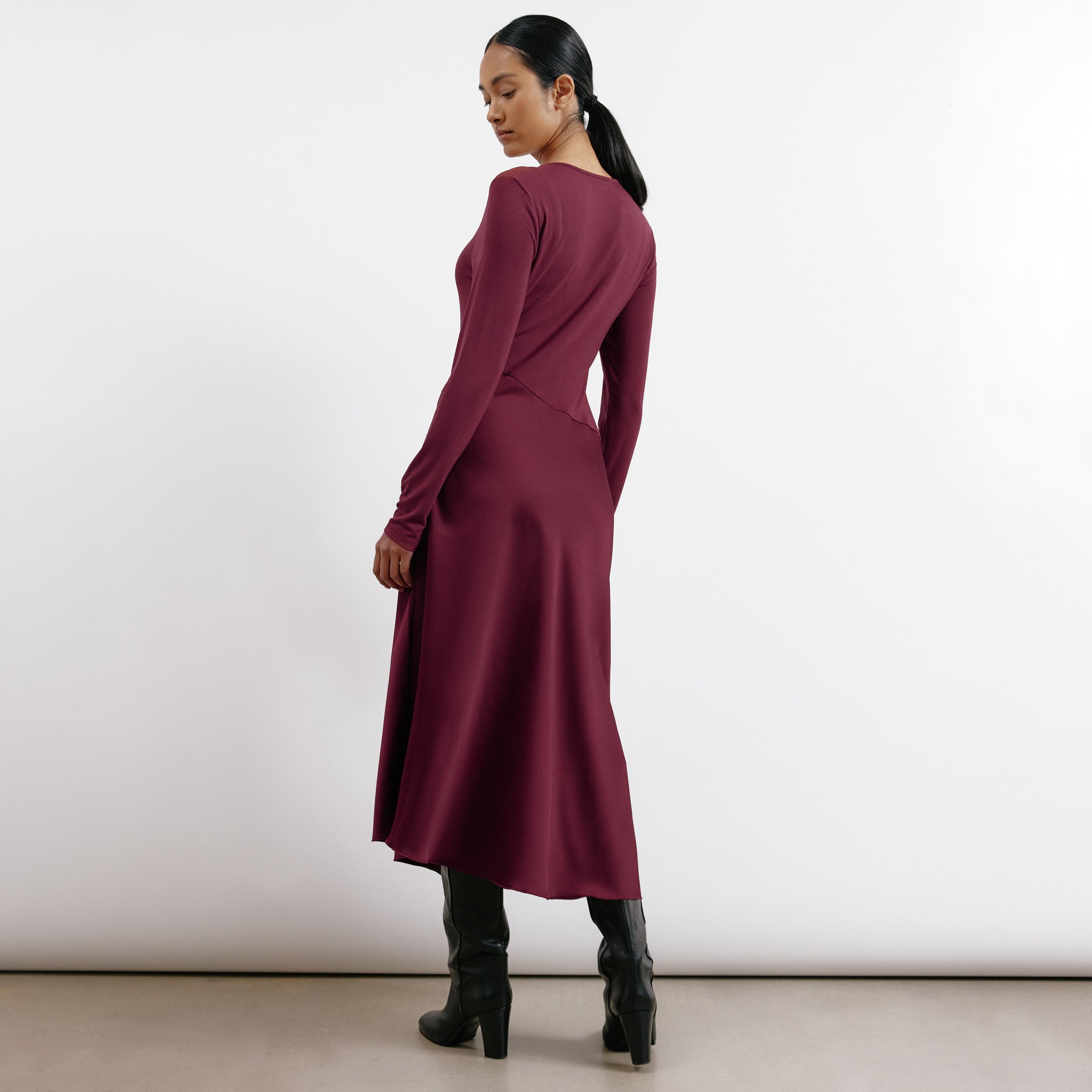 Re-Loved Satin & Jersey Asymmetric Dress - Size 12
