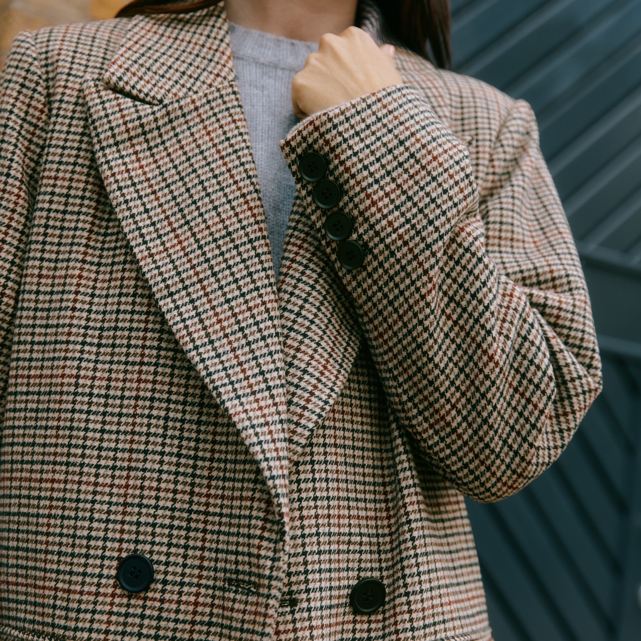 Re-Loved  Check Double Breasted Coat - Size 14
