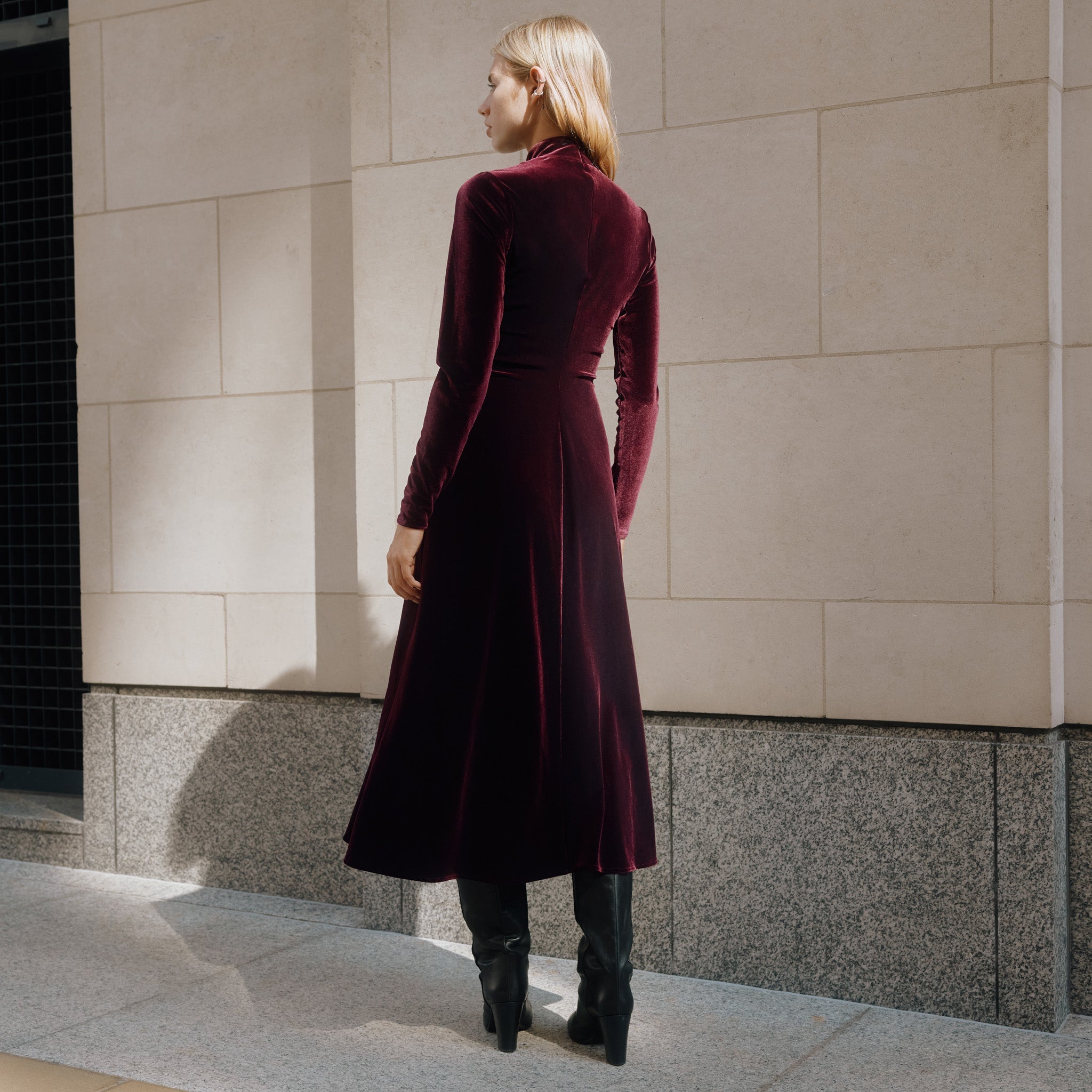Re-Loved Velvet Funnel Neck Dress - Size  14