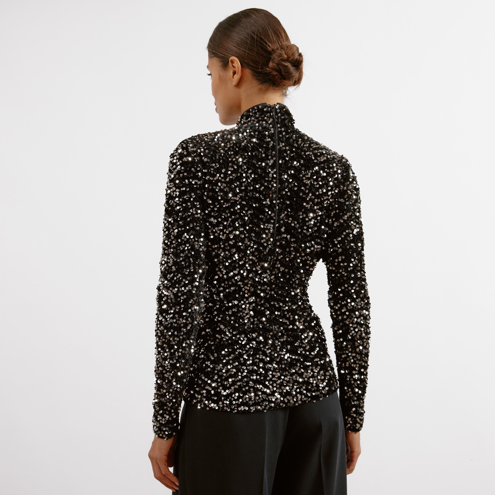 Re-Loved Velvet Sequin Turtle Neck Top - Size 8