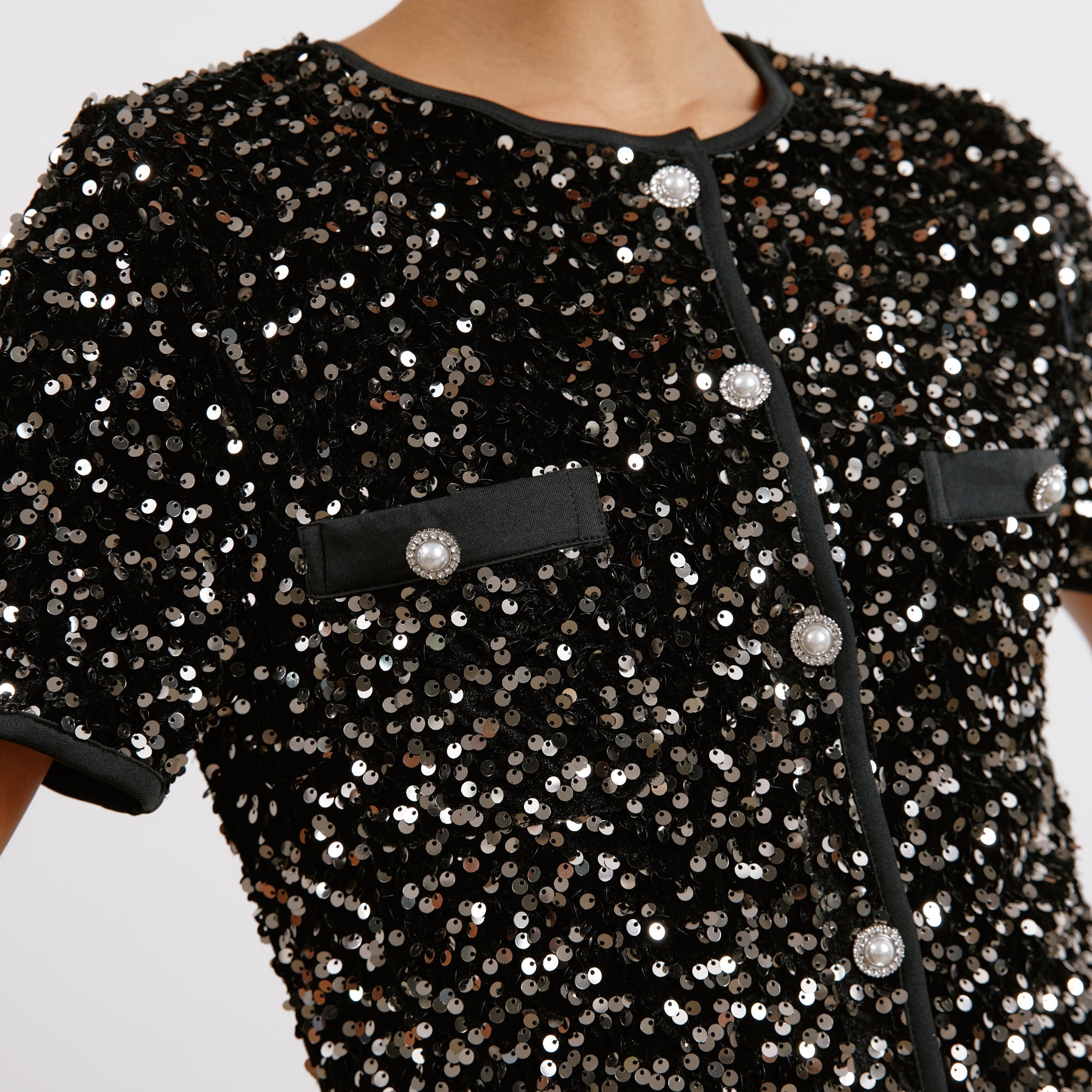 Re-Loved Velvet Sequin Pocket Dress - Size 14