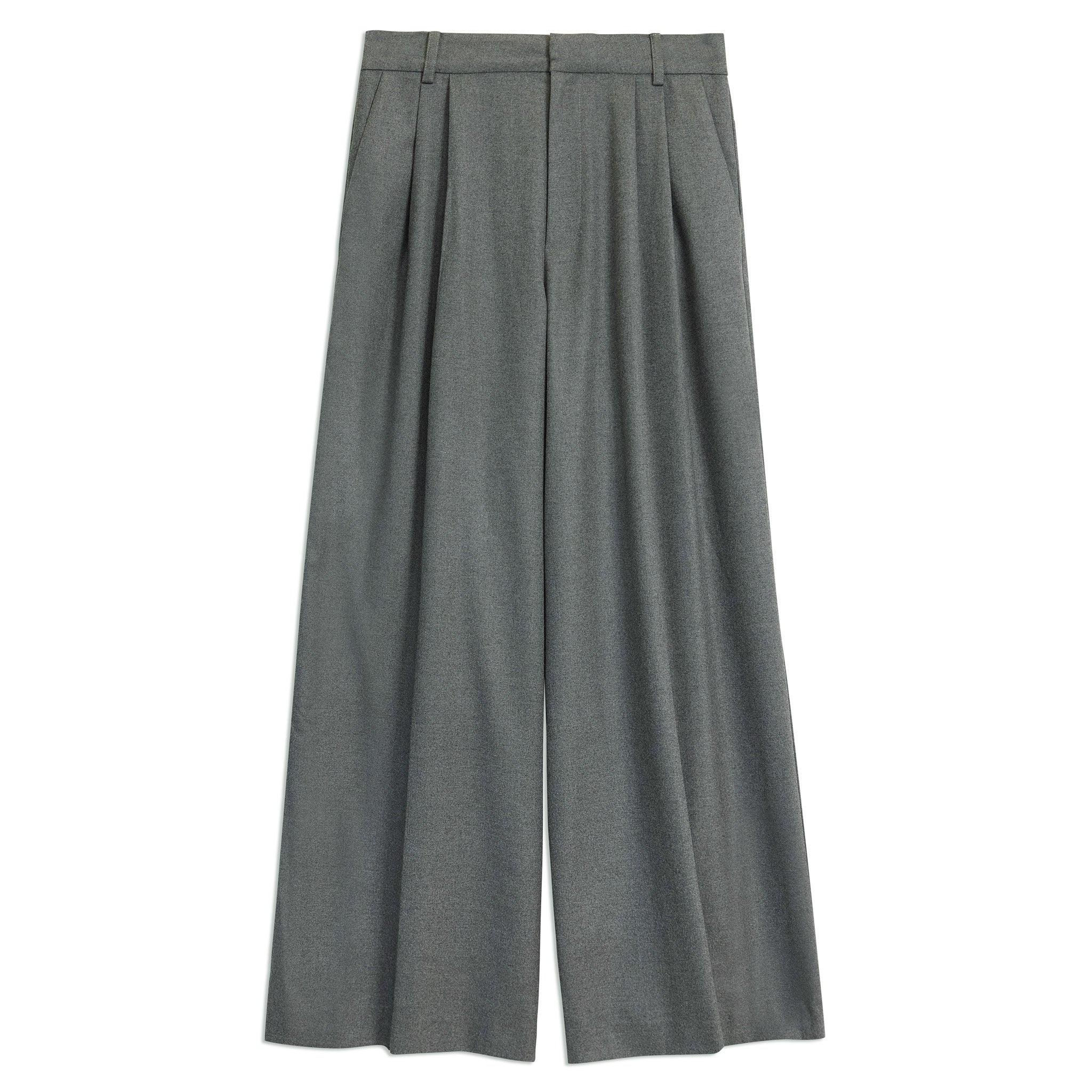 Re-Loved Grey Flannel Pleat Front Trouser - Size 14