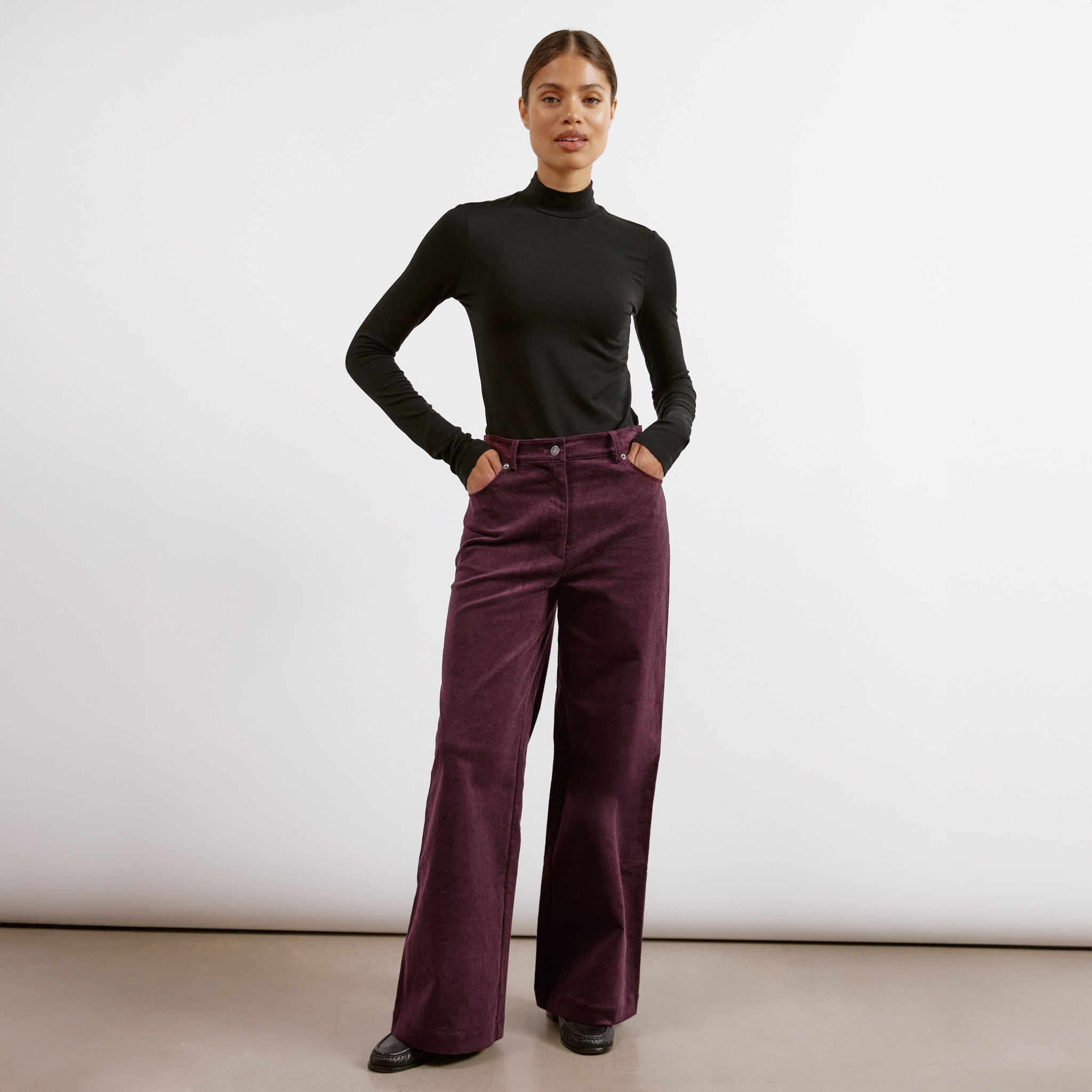 Re-Loved  Burgundy Cord Wide Leg Trouser - Size 12