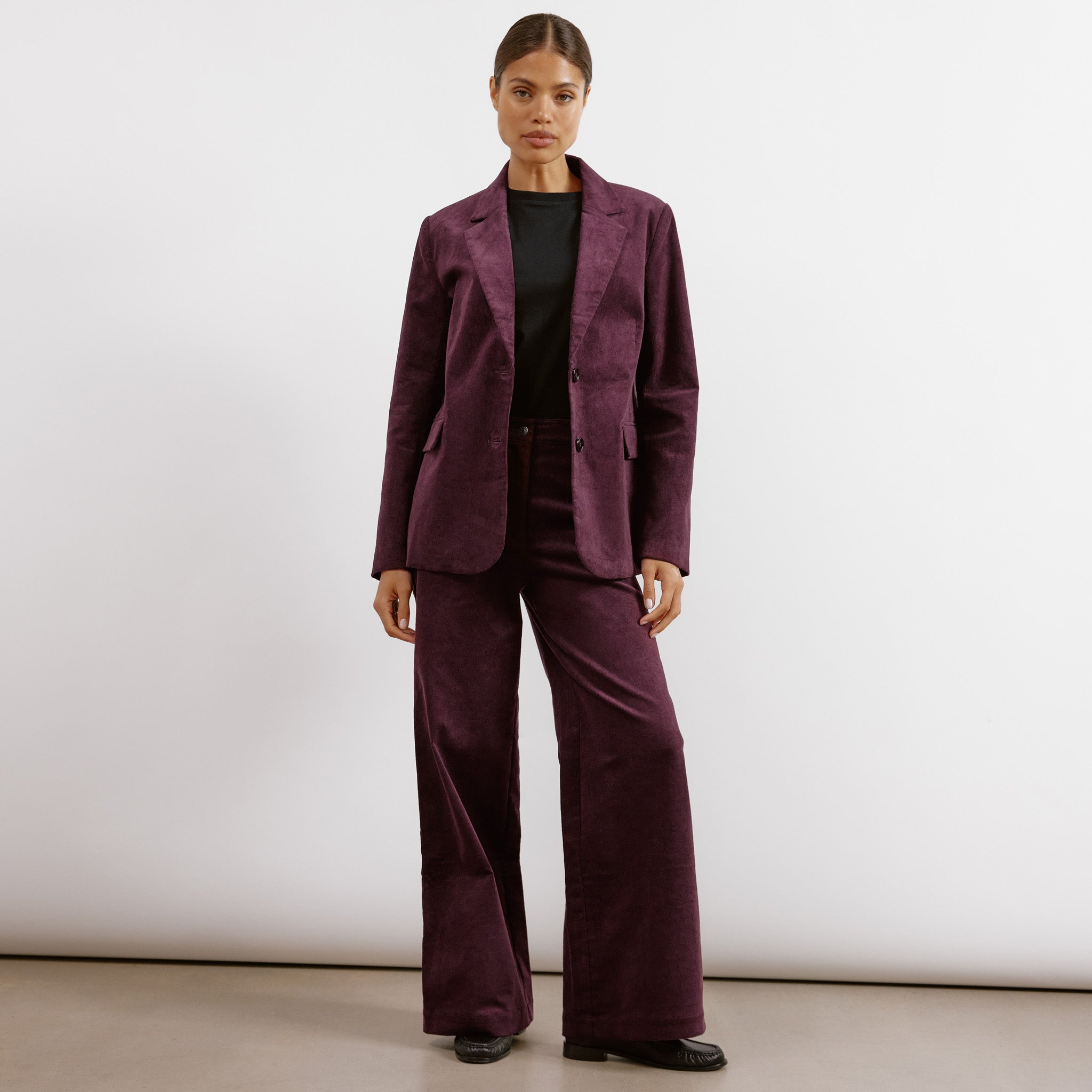 Re-Loved  Burgundy Cord Wide Leg Trouser - Size 12
