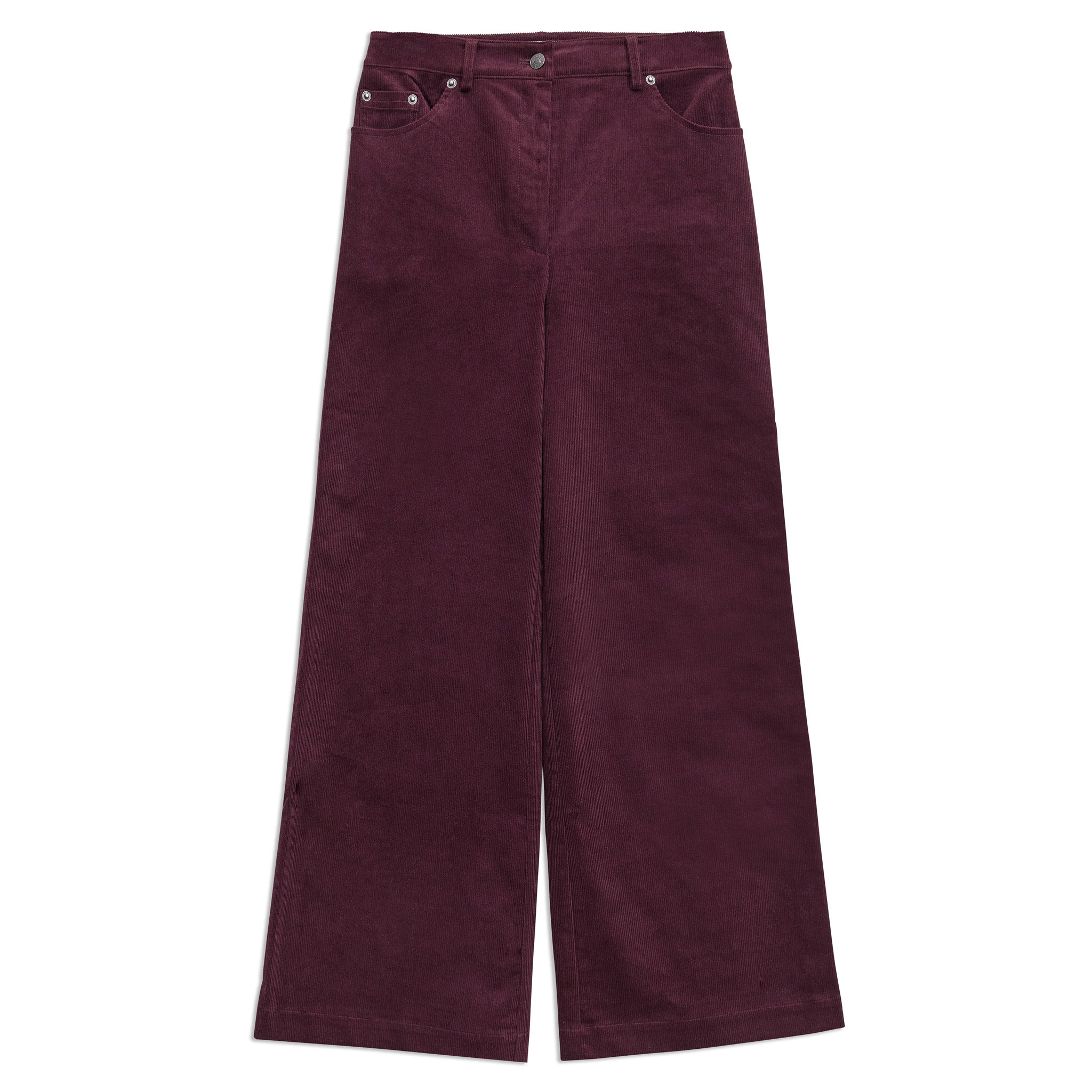 Re-Loved  Burgundy Cord Wide Leg Trouser - Size 12