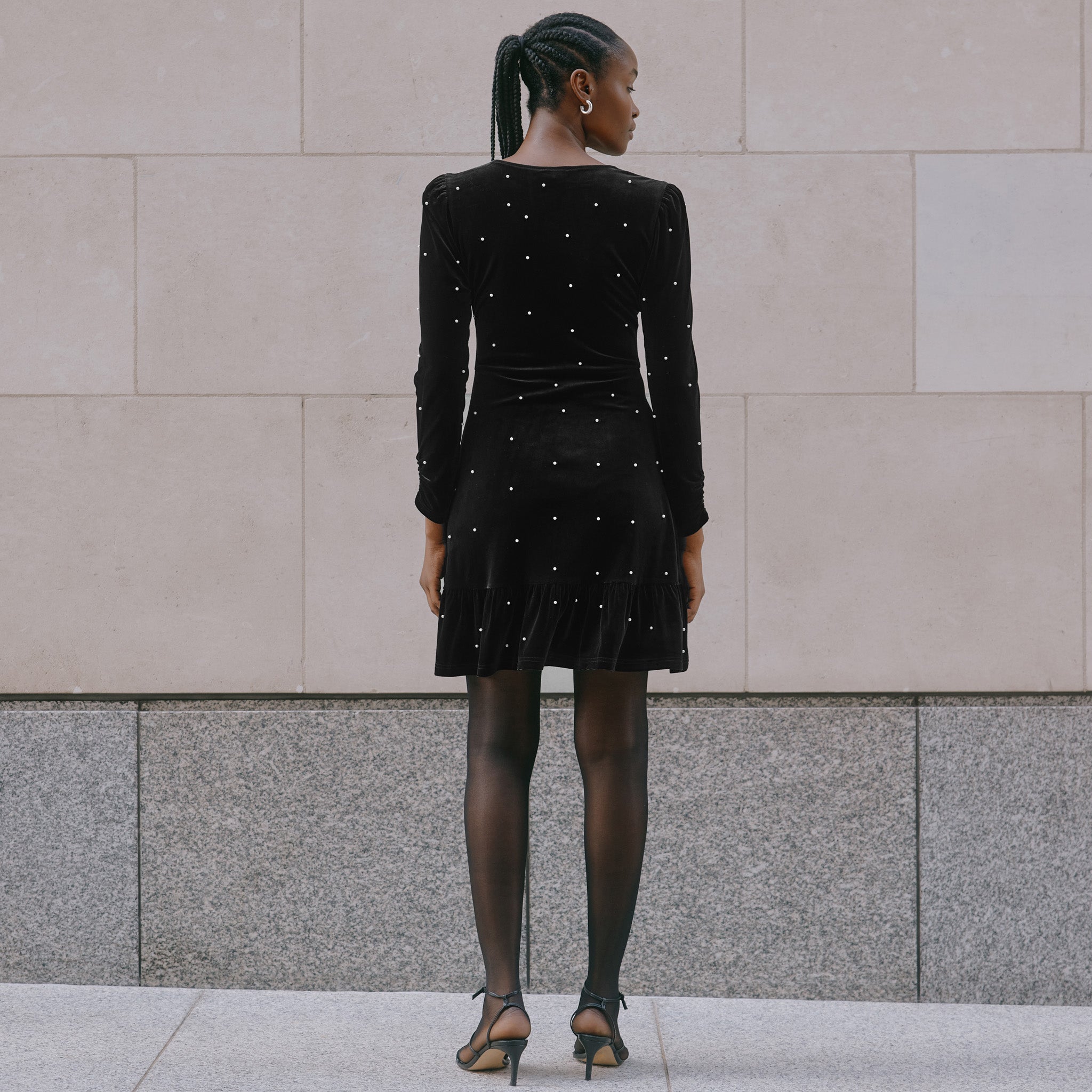 Re-Loved  Velvet & Pearl Short Dress - Size 8