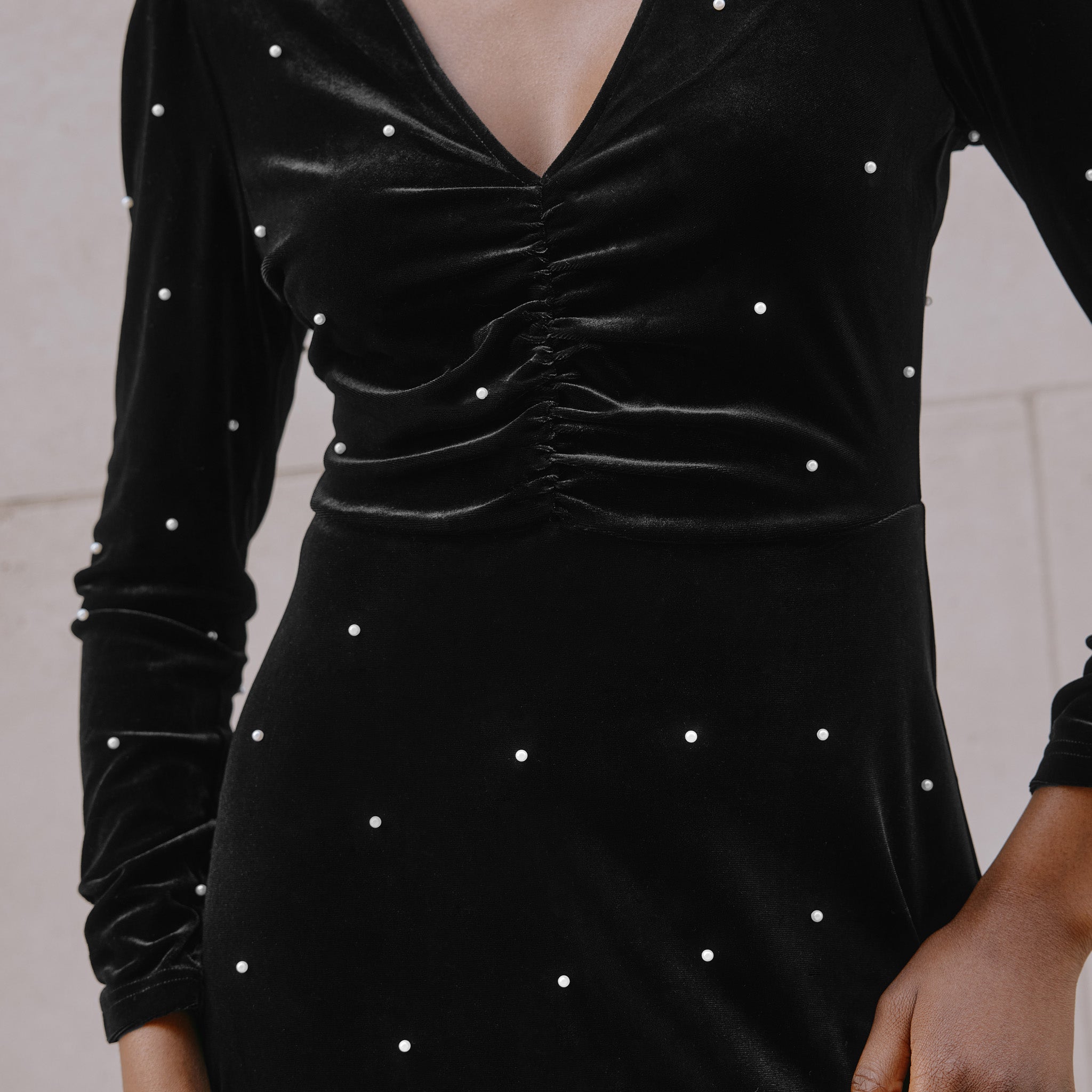 Re-Loved  Velvet & Pearl Short Dress - Size 8