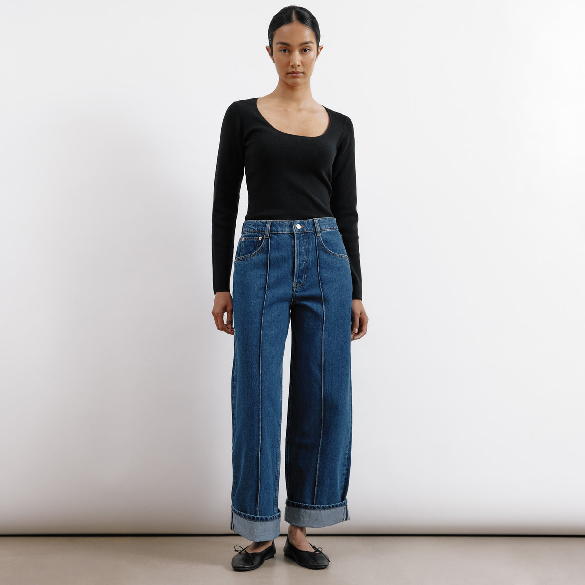 Relaxed Pintuck Jean Mid Wash | Sustainable Womenswear | Albaray