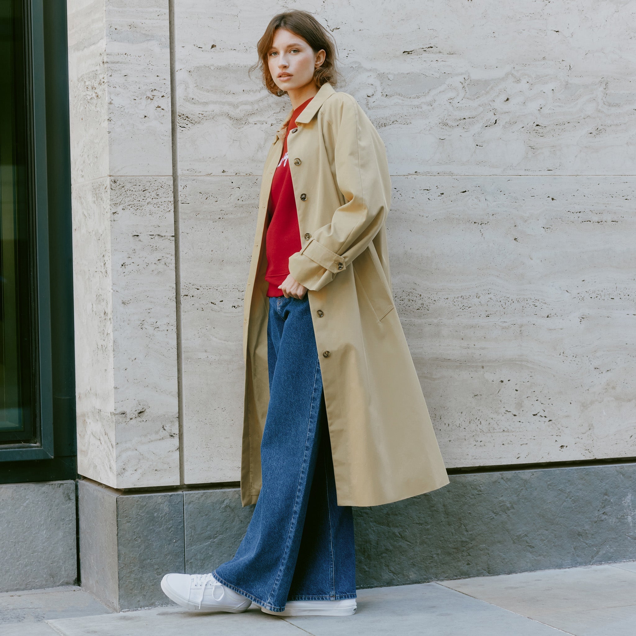 Re-Loved  Single Breasted Trench Coat - Size 8