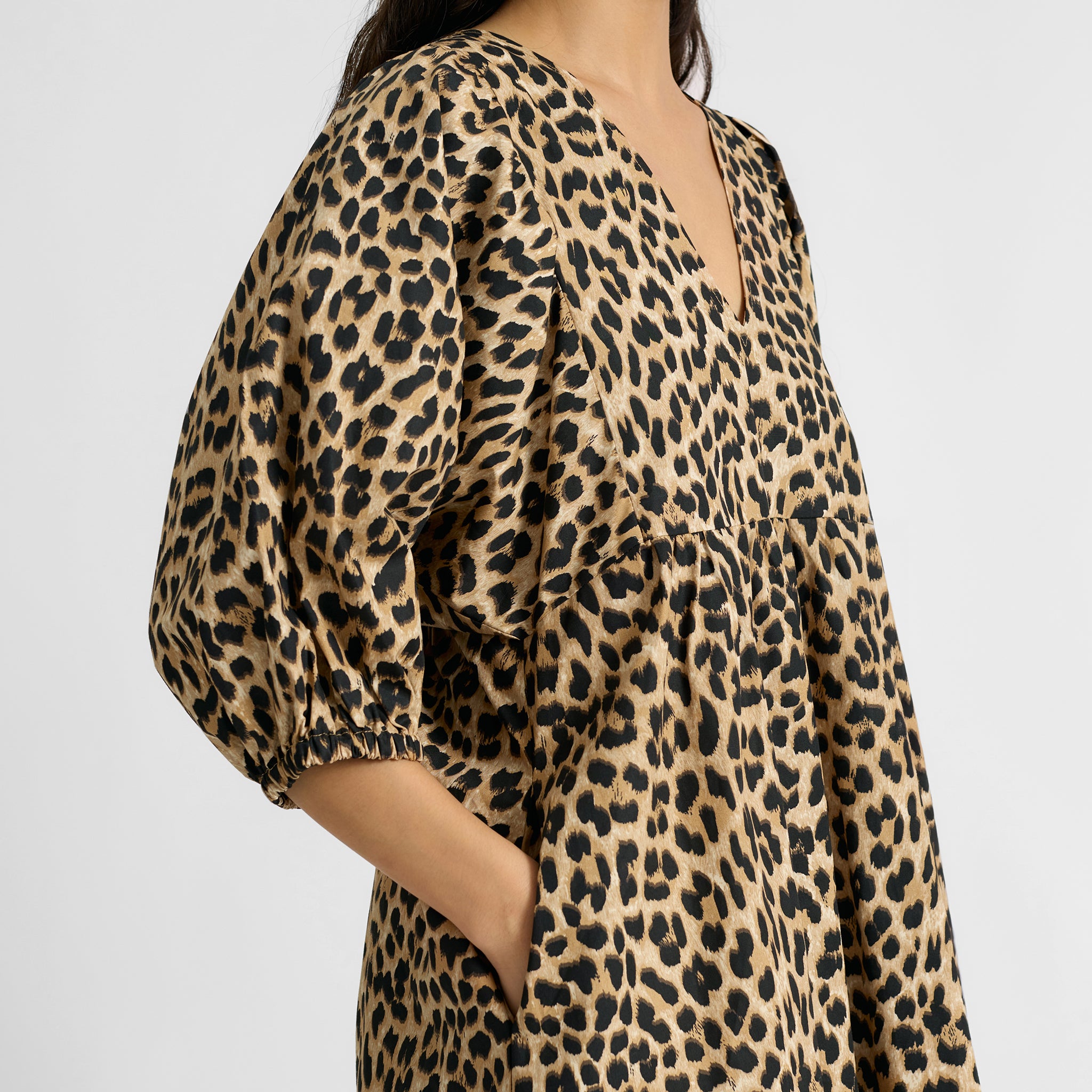 Animal Iconic V Neck Cotton Midi Dress