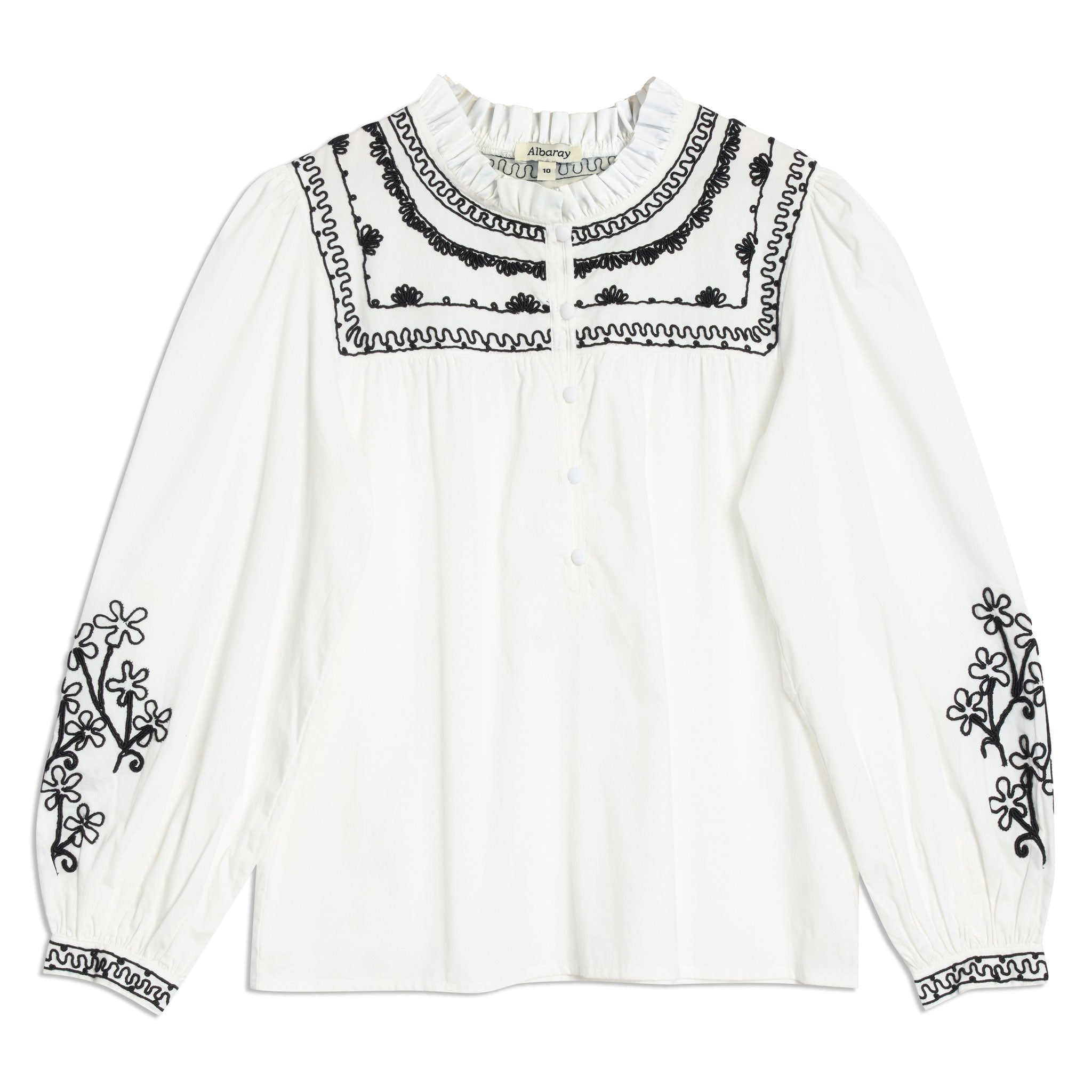 Re-Loved White Embroidered Blouse Size 16