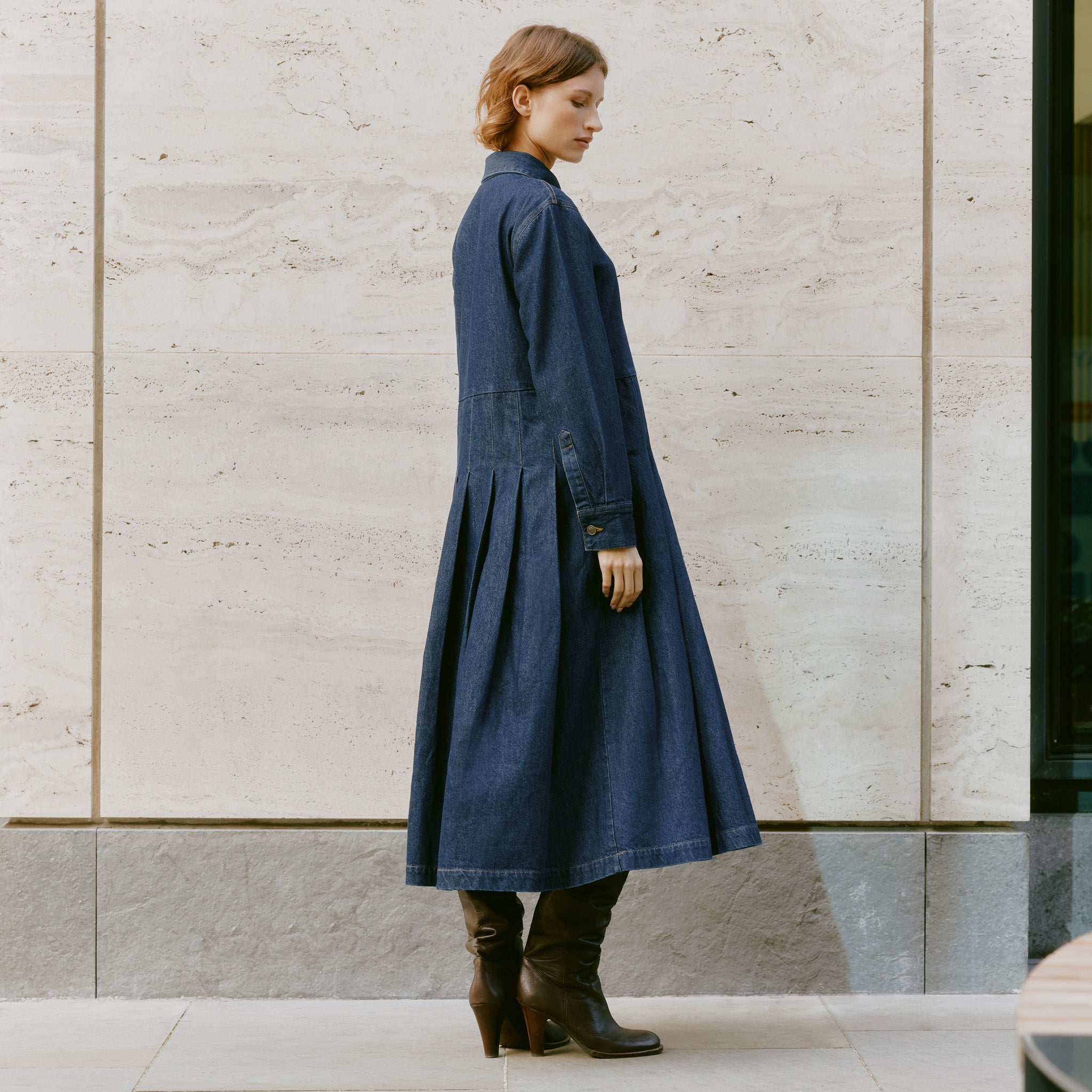 Re-Loved Denim Pleated Shirt Dress - Size 12