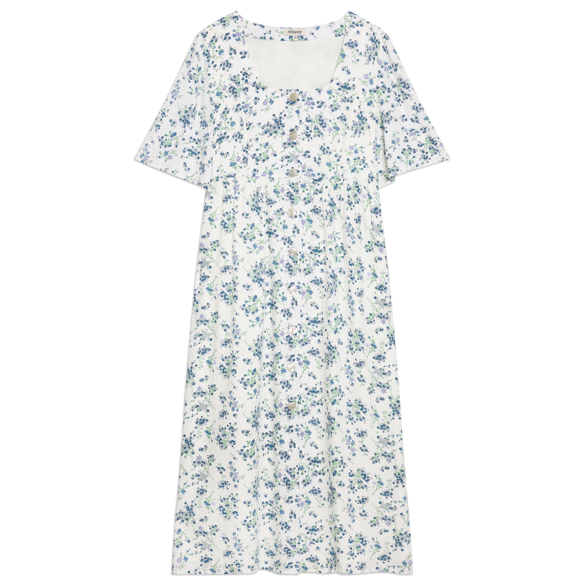 Re-Loved  Blossom Print Linen Blend Button Dress - Size 10