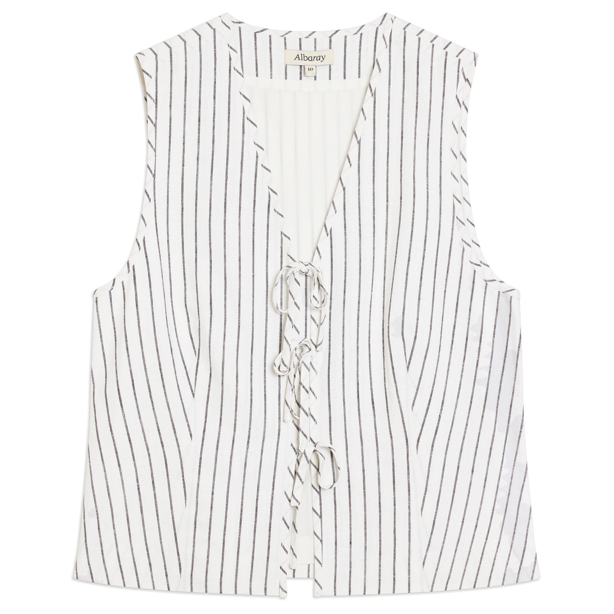 Re-Loved Stripe Linen Blend Tie Waistcoat - Size 18