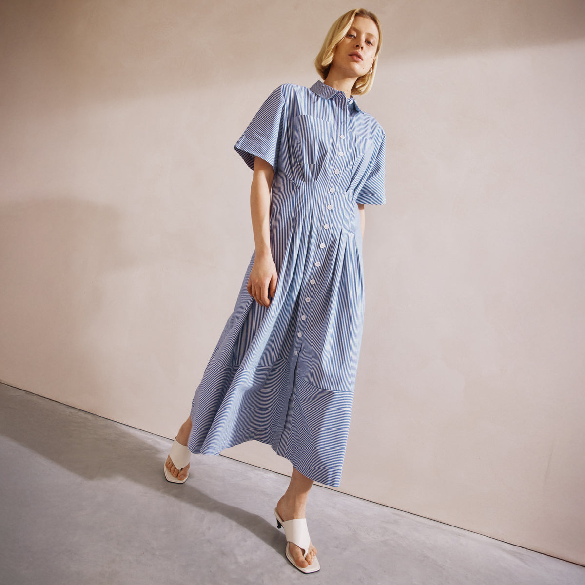 blue striped dress zara Zara Blue Striped Off-The-Shoulder Dress - Kate Middleton Dresses