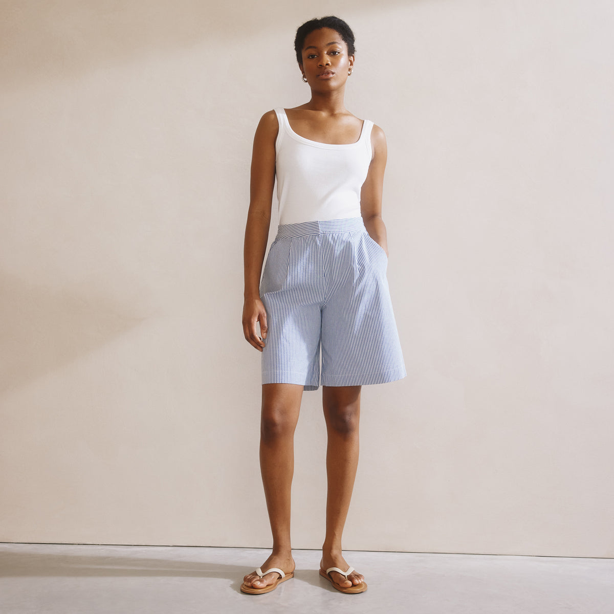 Ticking Stripe Bermuda Shorts
